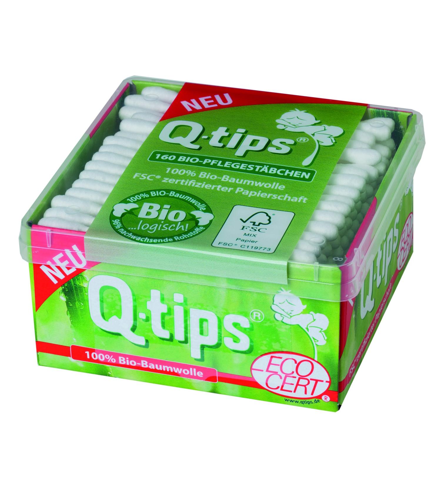 Q-tips organic care sticks cube box pack of 4 (4 x 160 pieces)