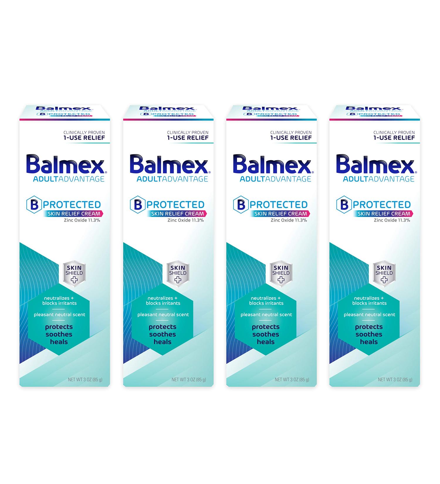 Balmex AdultAdvantage BProtected Skin Relief Cream 3oz (4 pack) - SkinShield Technology for Sensitive Skin - Buy Online on GoSupps.com