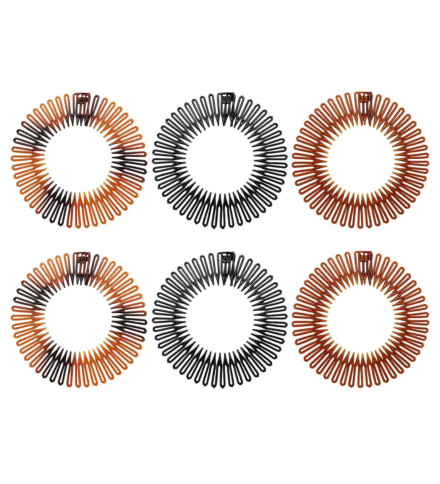 6Pcs Penta Angel Stretch Hair Combs - Flexible Plastic Circular Comb Headband for Women & Girls - Buy Online on GoSupps.com