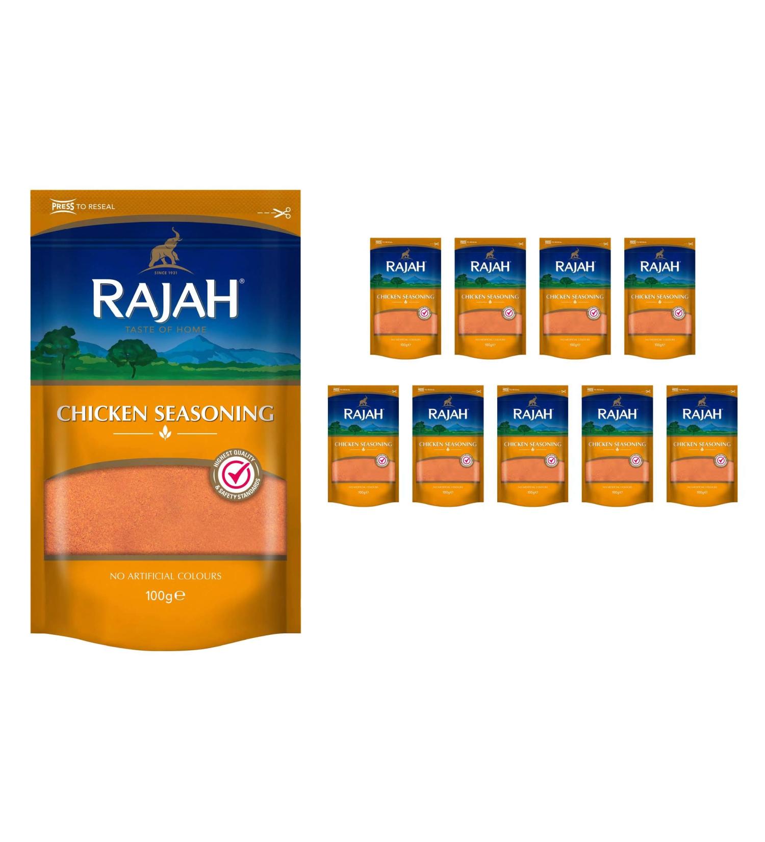 Rajah Chicken Seasoning Powder - 10 x 100g Pack | Authentic Spices Blend - Buy Online on GoSupps.com