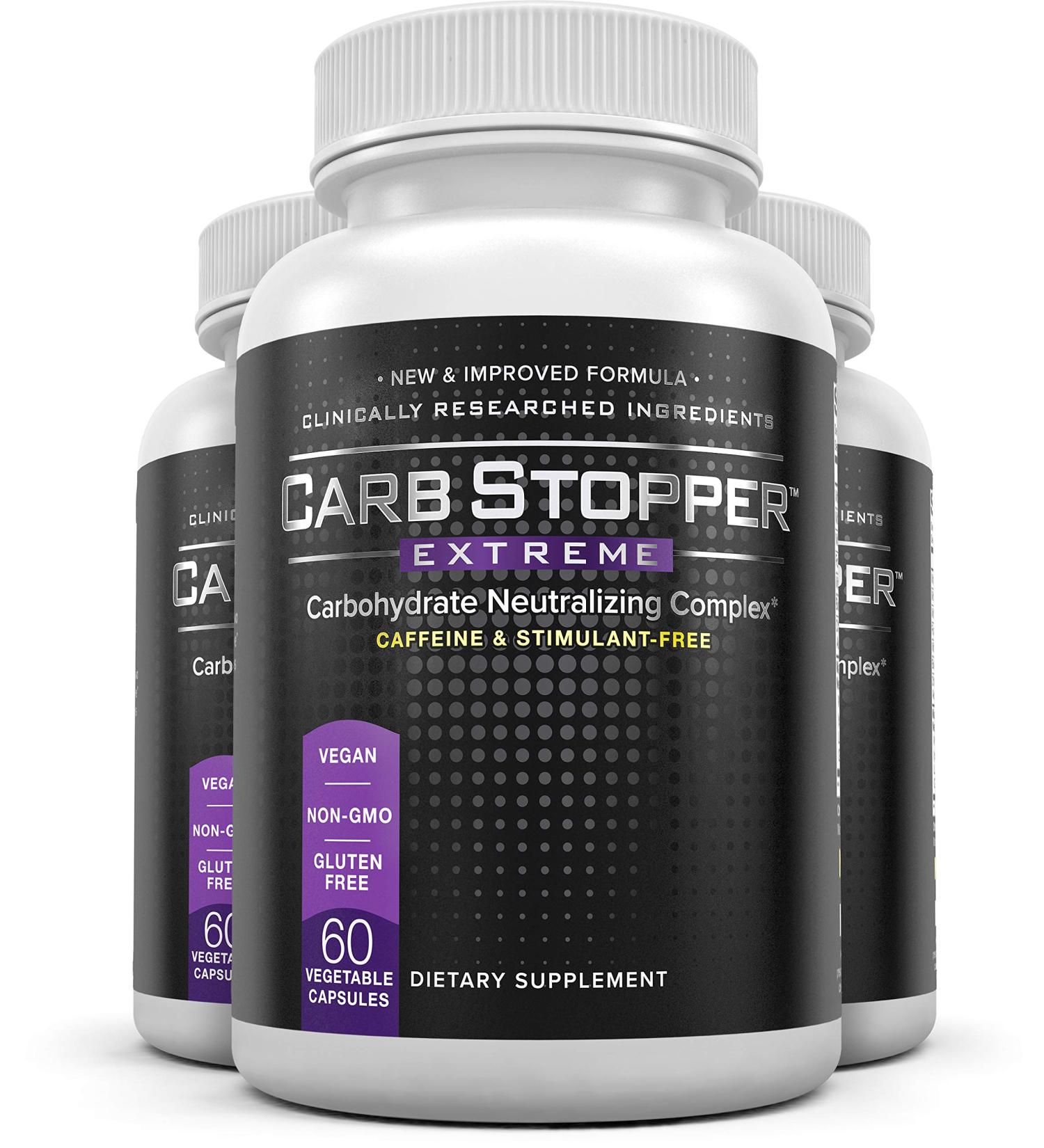Carb Stopper Extreme (3 Bottles) | Maximum Strength Starch Neutralizer with White Kidney Bean Extract | Keto Diet Cheat Supplement | 180 Capsules - Buy Online on GoSupps.com