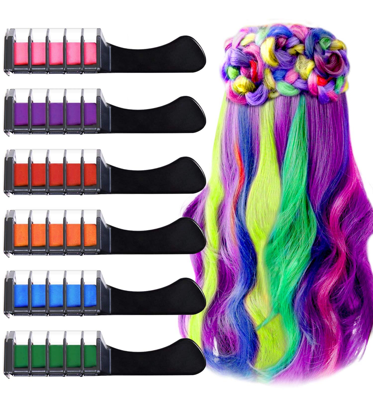6PCS Temporary Hair Chalk Comb Set by EBANKU - Black Hair Chalk Dye Combs for Kids - Perfect for Easter, Halloween, Christmas Decoration - Buy Online on GoSupps.com