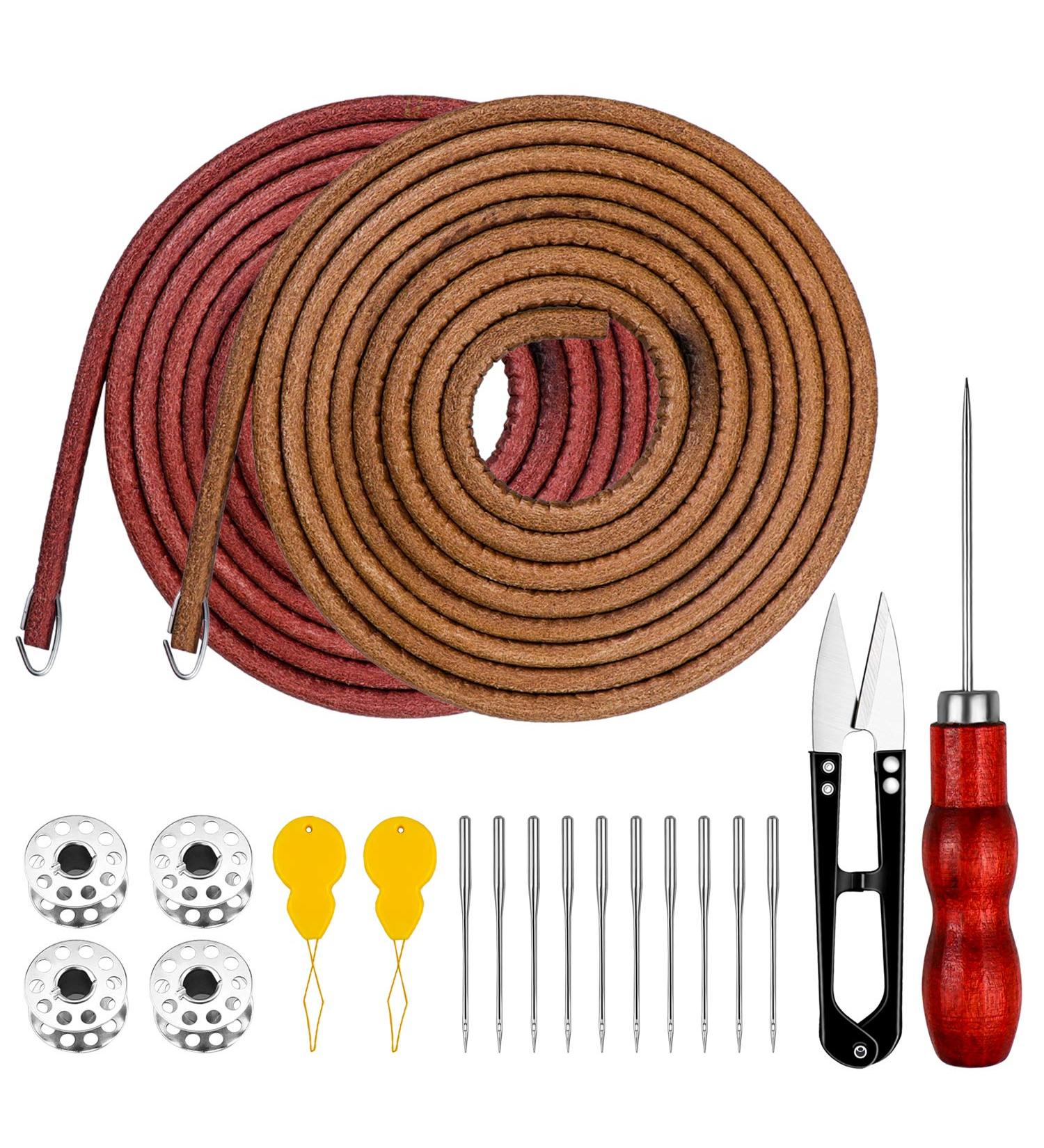 Homgaty 2 Piece 183cm Treadle Sewing Machine Leather Belt Replacement Set with Hooks - Compatible with Singer/Jones Machines - Buy Online on GoSupps.com