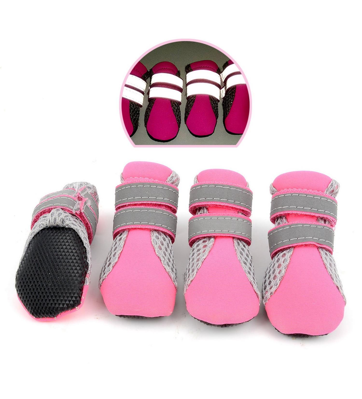 Zunea Paw Protector Dog Boots Summer Non-slip Small Dog Booties Reflective Breathable Soft Mesh Puppy Dog Shoes Heat Resistant for Hot Weather Hot Pavement Pink mini L L (Pack of 4) pink - Buy Online on GoSupps.com