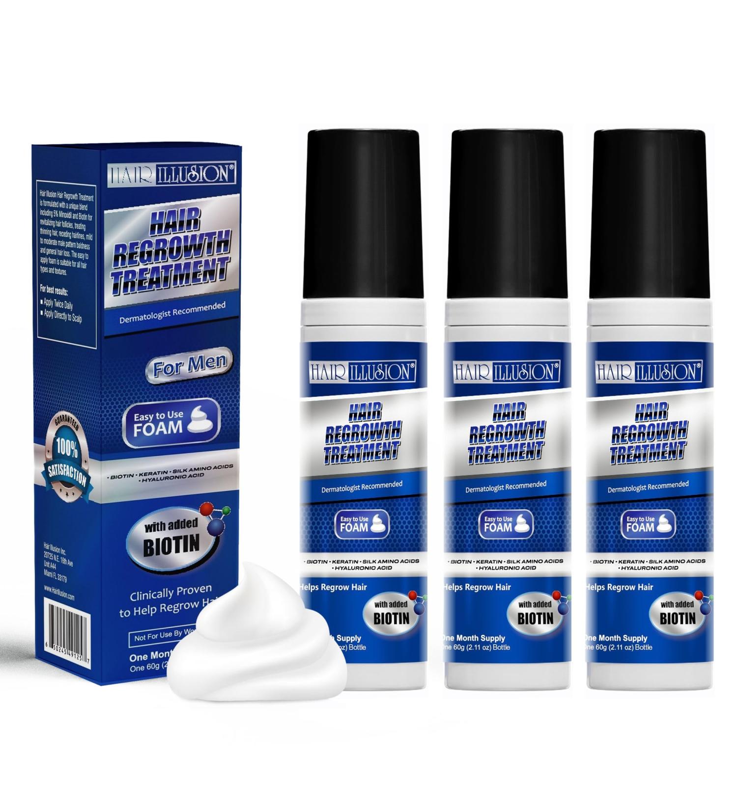 Natural Hair Growth Foam - Biotin & Keratin Formula for Men & Women | Promotes Regrowth & Strength - Pack of 3 (1.22 oz - Buy Online on GoSupps.com