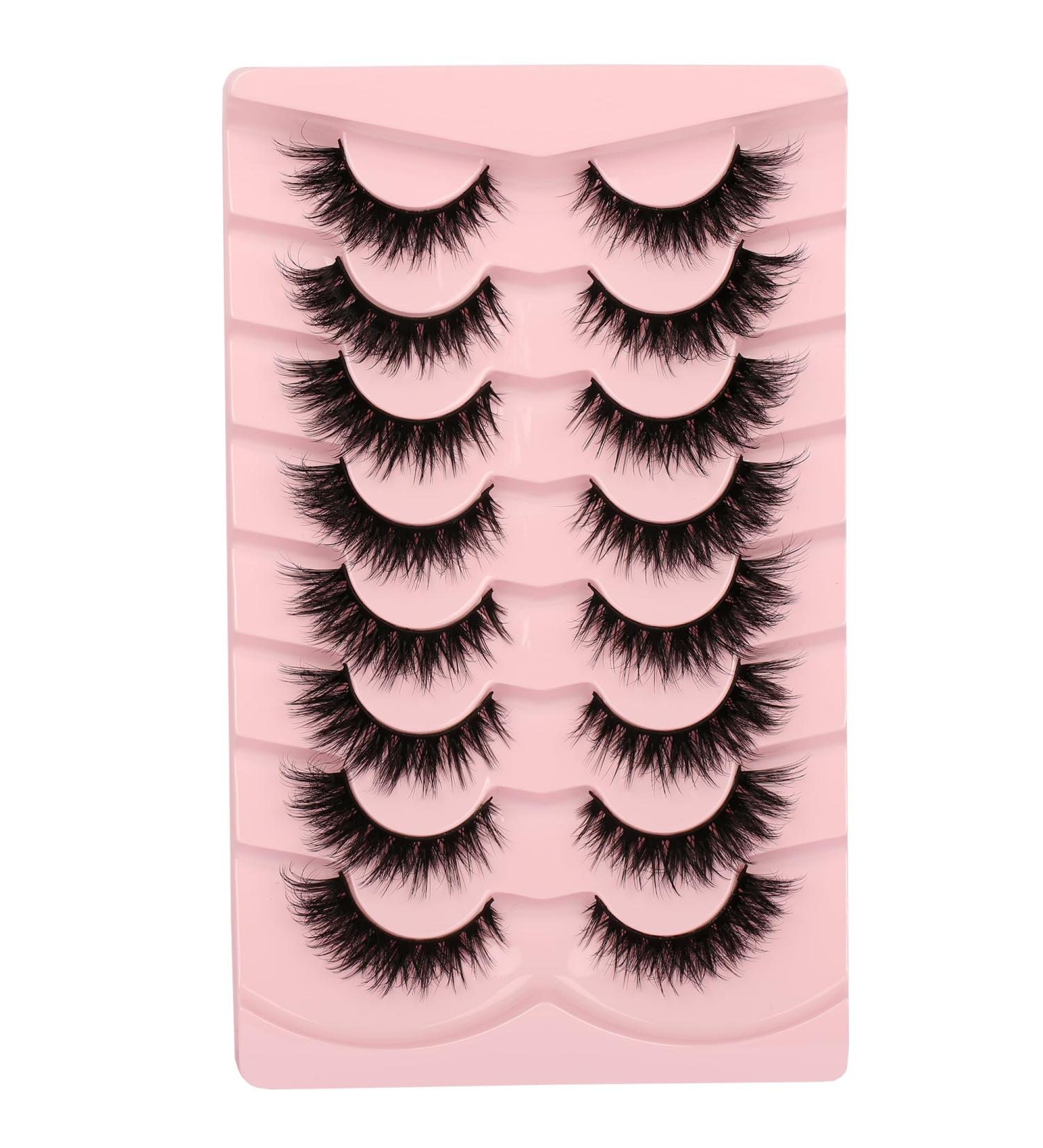 Shop Fluffy Cat Eye False Eyelashes | 8 Pairs of Wispy Volume D Curl Faux Mink Lashes - Natural Look by Milllruez - Buy Online on GoSupps.com