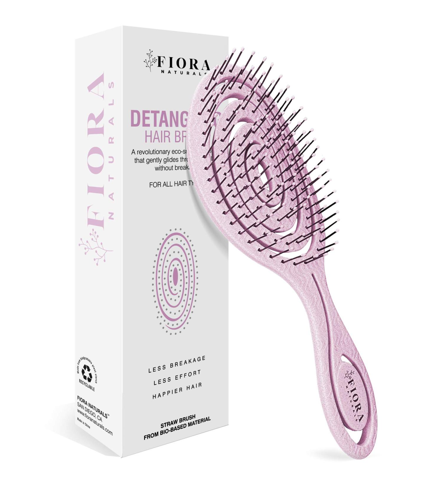 Fiora Naturals Hair Detangling Brush - Gentle Bristles for Easy Tangle Removal - For All Hair Types - Bio-Friendly Detangler Brush in Lilac - Buy Online on GoSupps.com