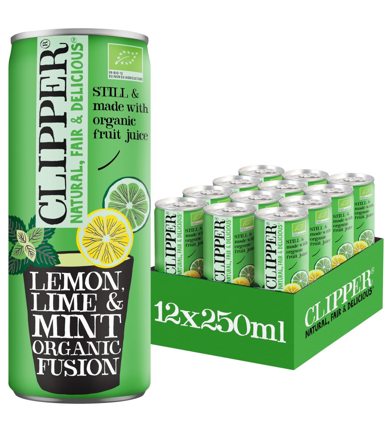 CLIPPER - Organic Refreshing Drink - Fusion Lemon Lime Mint - No added sugar - 25cl x 12 - Buy Online on GoSupps.com