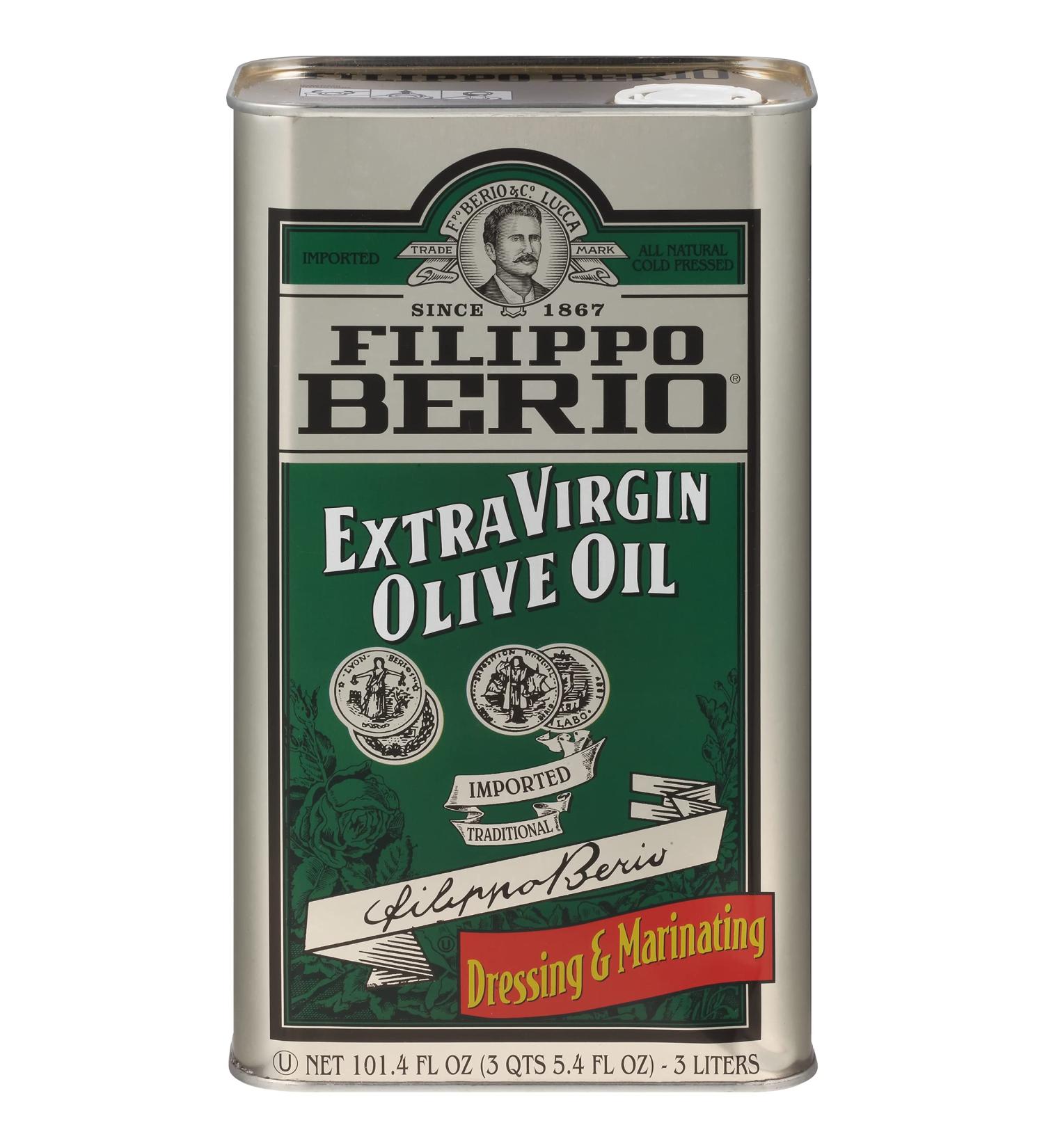 Filippo Berio Extra Virgin Olive Oil 101.4oz Tin - 1 Pack, First Cold Pressed EVOO - Buy Online on GoSupps.com