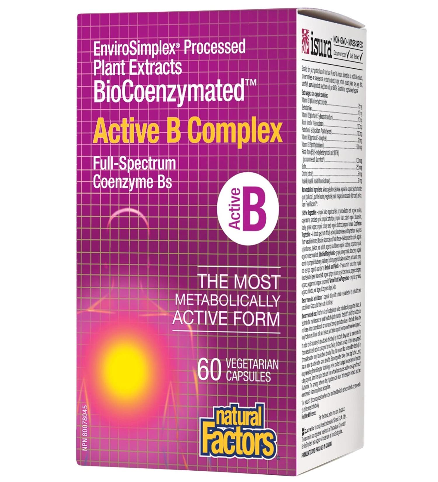 Natural Factors BioCoenzymated B Complex - 60 Vegetarian Capsules | Premium Energy Support - Buy Online on GoSupps.com