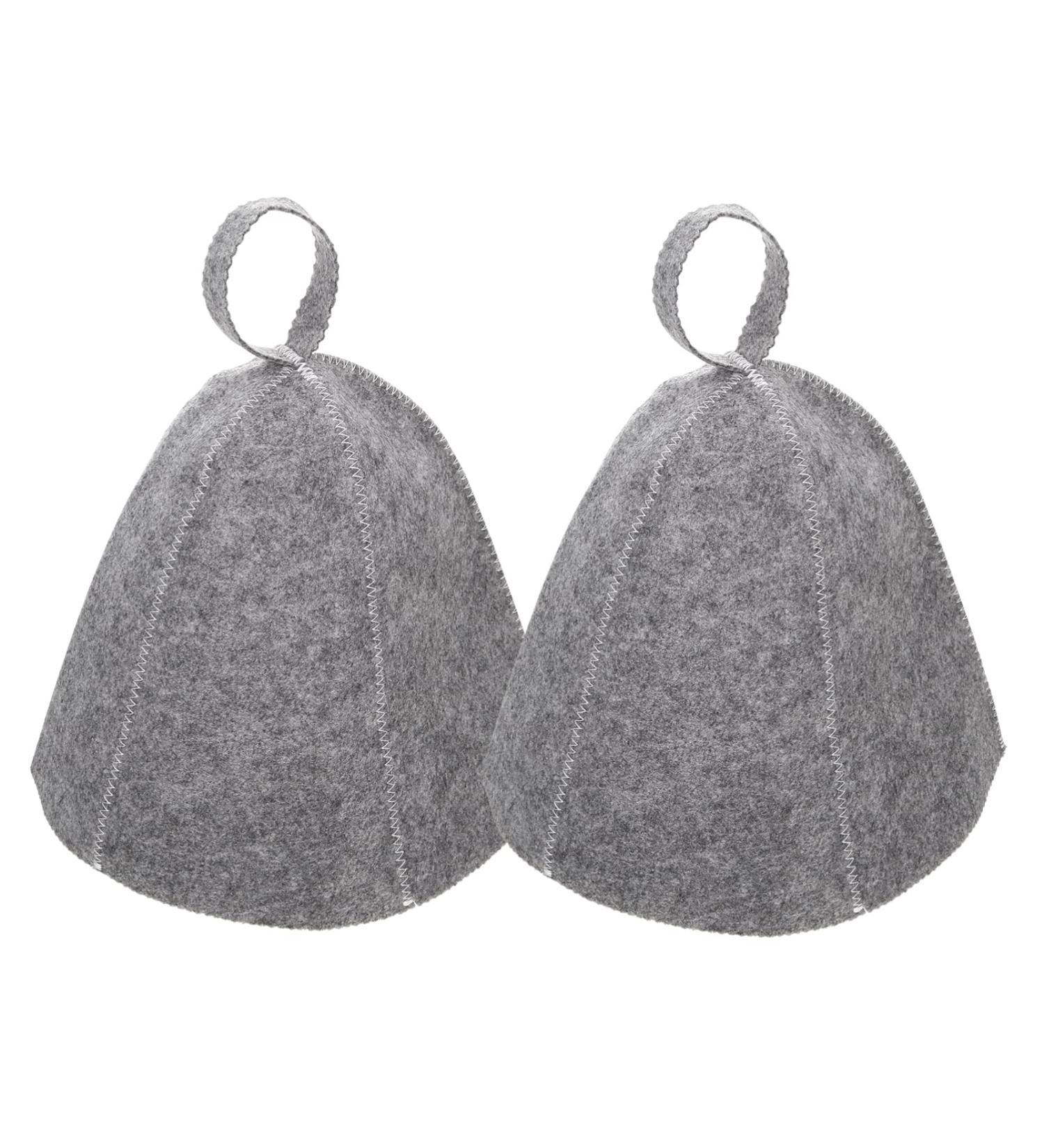 2-Piece Felt Sauna Hat Set - Wool Fitness Accessories for Women - Gray Sauna Caps & Bath Headgear - Buy Online on GoSupps.com