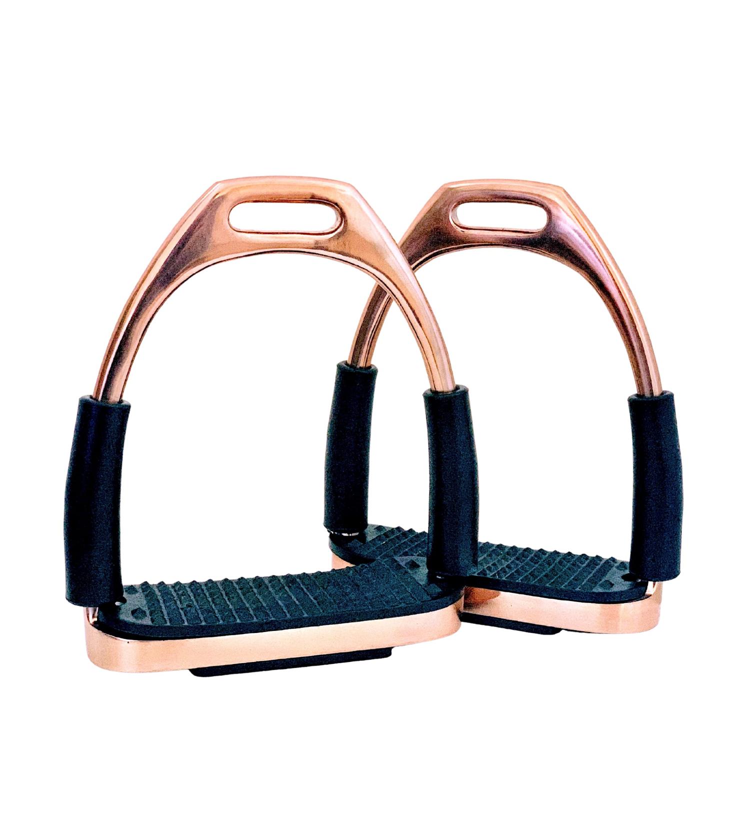 Rose Gold Bendy Safety Flexi Stirrups 4.75 - Strong Treads - Stainless Steel - Horse Riding Equipment - Buy Online on GoSupps.com