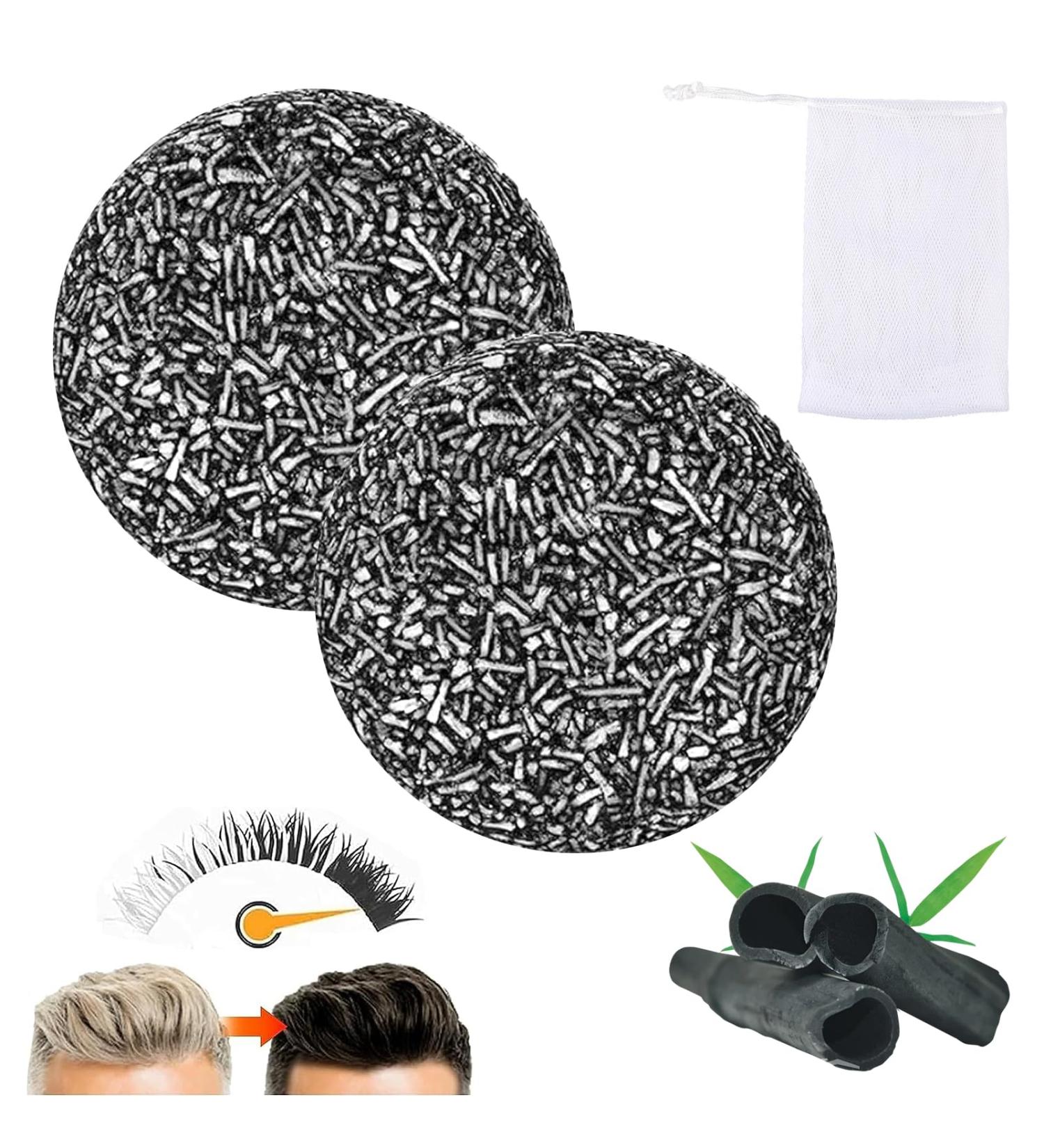 Anti Gray Bar 2 Pieces Shiny Soap for Gray Hair Bamboo Charcoal Hair Soap Solid Shampoo Bar Natural Hair Soap for Gray Hair Darkening Solid Hair - Buy Online on GoSupps.com