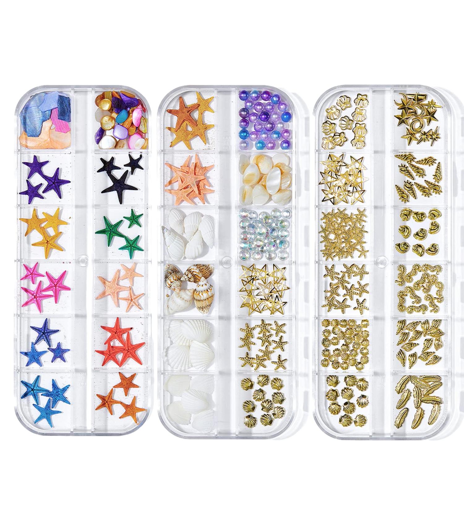 GULELAYAR 3 Boxes Summer Beach Nail Art Rhinestones - 3D Ocean Charms & Sea Series Designs for Manicure DIY - Seashell Nail Decorations for Women & Girls - Buy Online on GoSupps.com