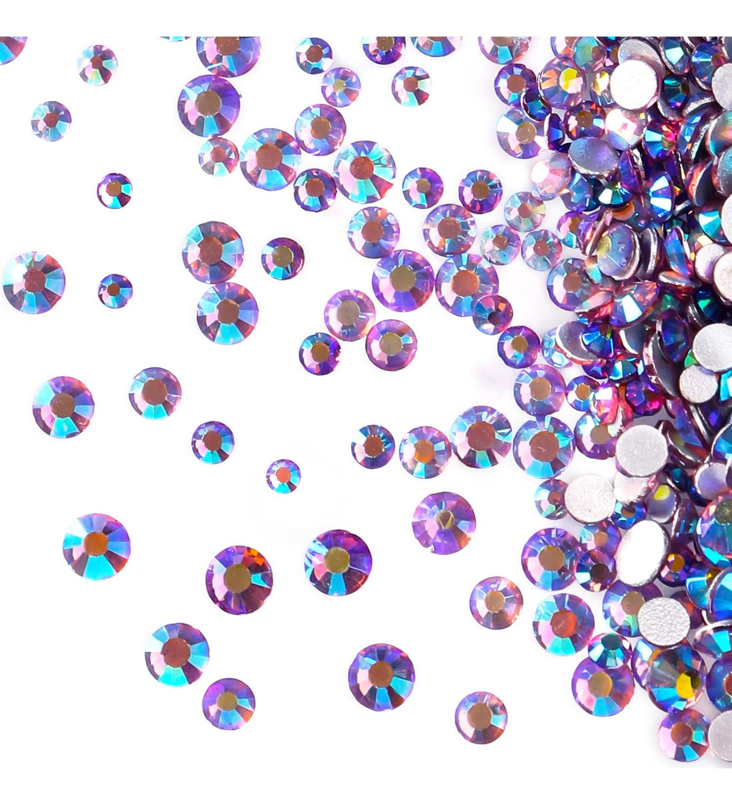 Jollin 3456pcs Flatback Rhinestones Glass Charms Diamantes Gems Stones for Nail Art 6 Size ss4 ss12 Light Purple AB - Buy Online on GoSupps.com