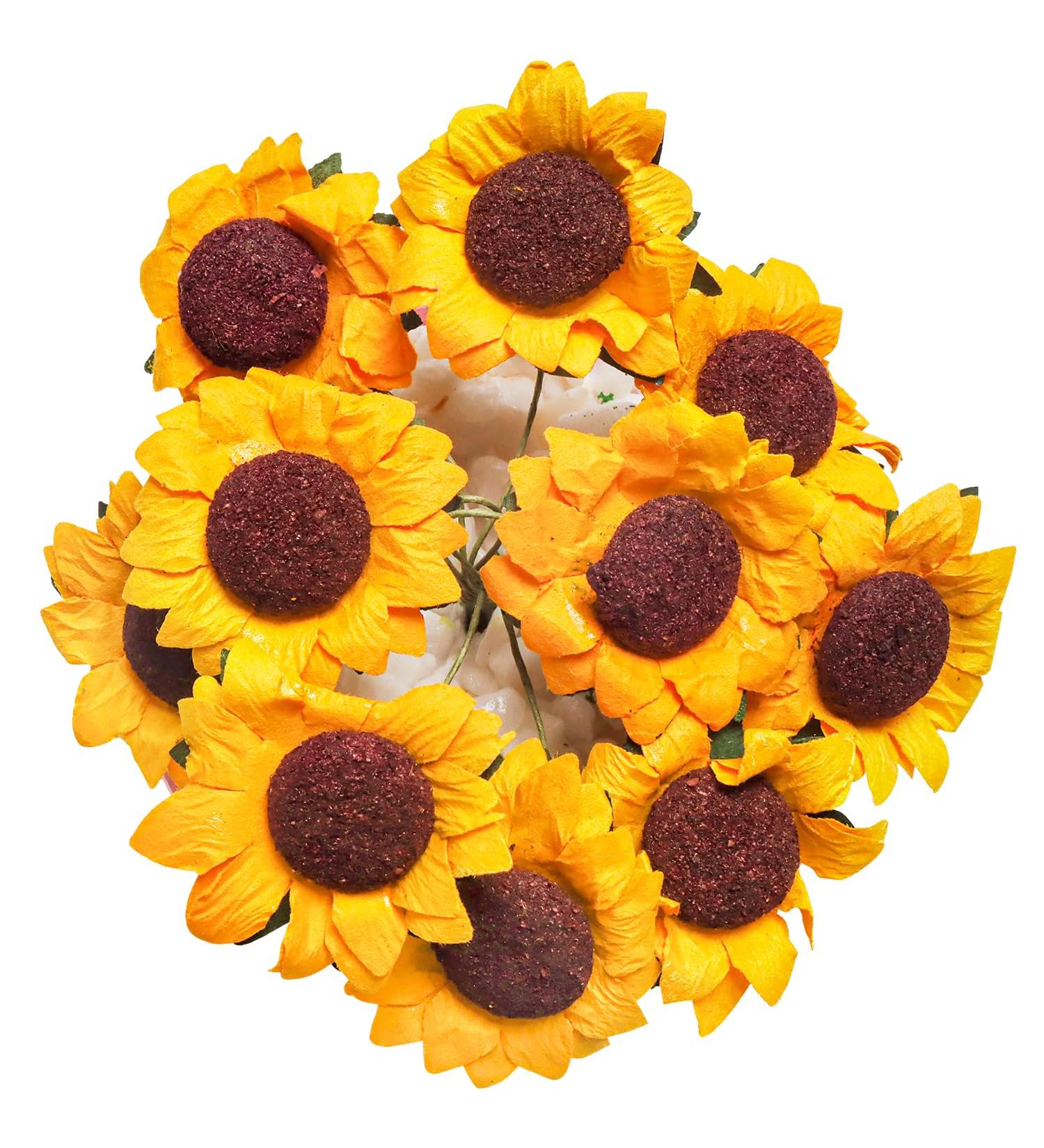 X Hot Popcorn 200PCS Paper Sunflowers Mini Sunflowers Sunflower Paper Sunflower Heads Sunflower Decorations for Party