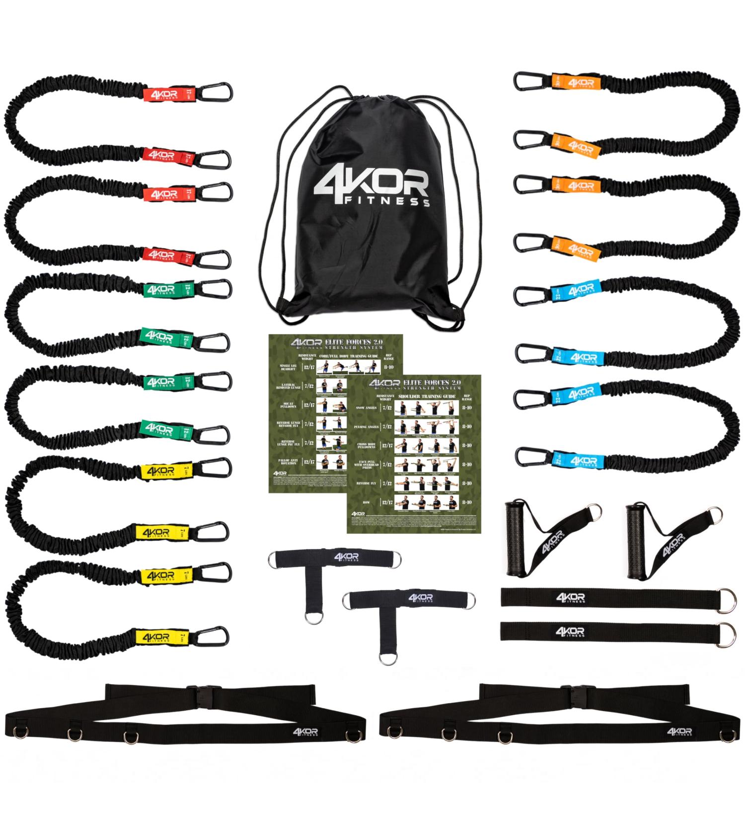 Buy Resistance Cord Strength System - Black Deluxe Edition | 5 Levels Interchangeable Handles & Accessories for Crossfit Rehab & Warmups - International Shipping Available - Buy Online on GoSupps.com