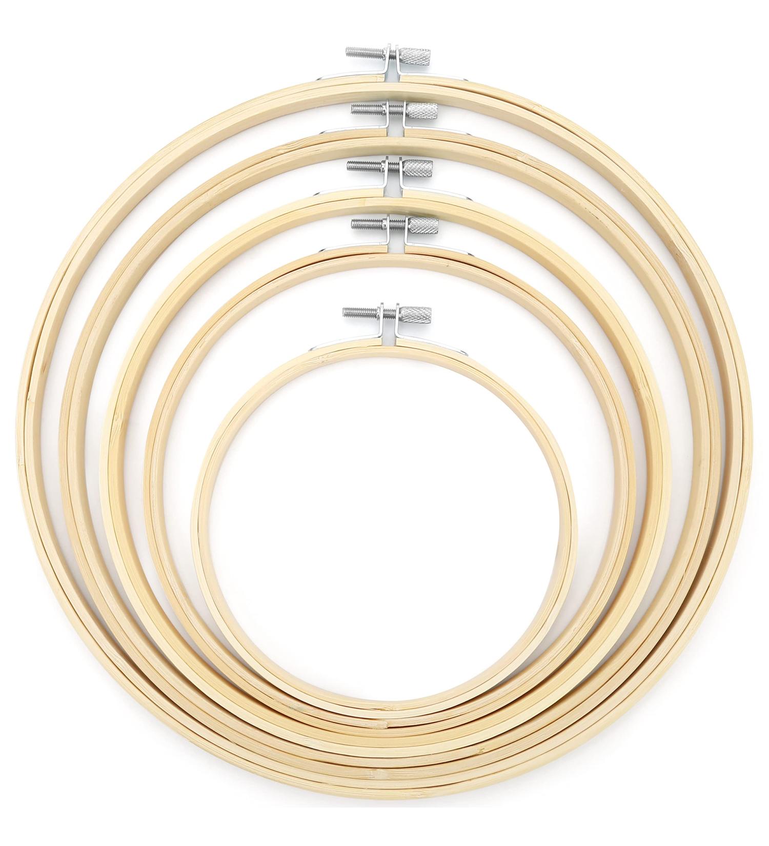 Aoibrloy 5-Piece Bamboo Embroidery Hoop Set - 5 to 10 Inch Circle Cross Stitch Rings for Sewing - Buy Online on GoSupps.com