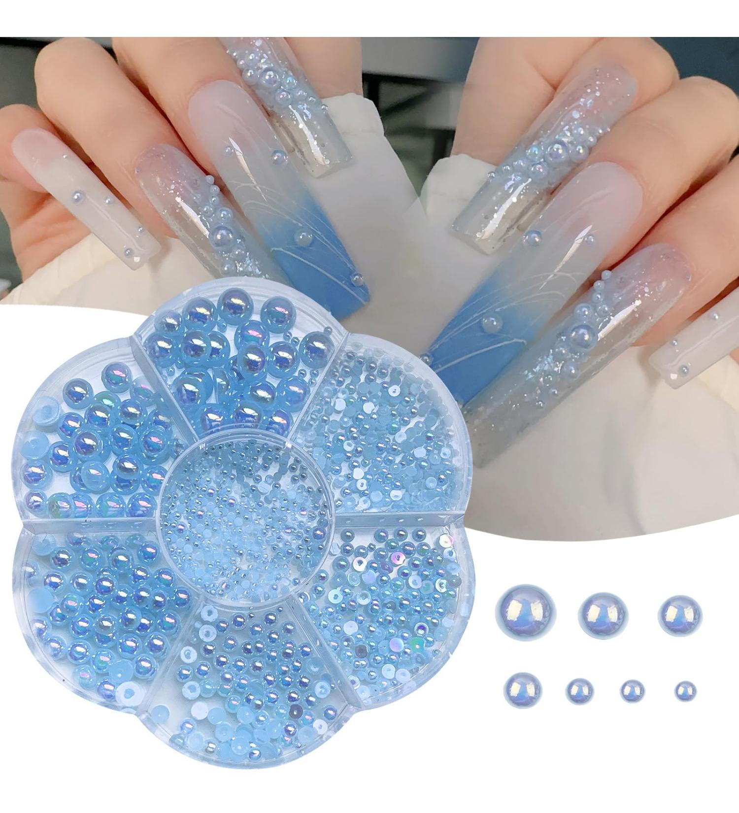 Fashion Half Beads Nail Art Decorations In Various Show Your Charm For Women And Girls Nail Art Accessories Blue - Buy Online on GoSupps.com