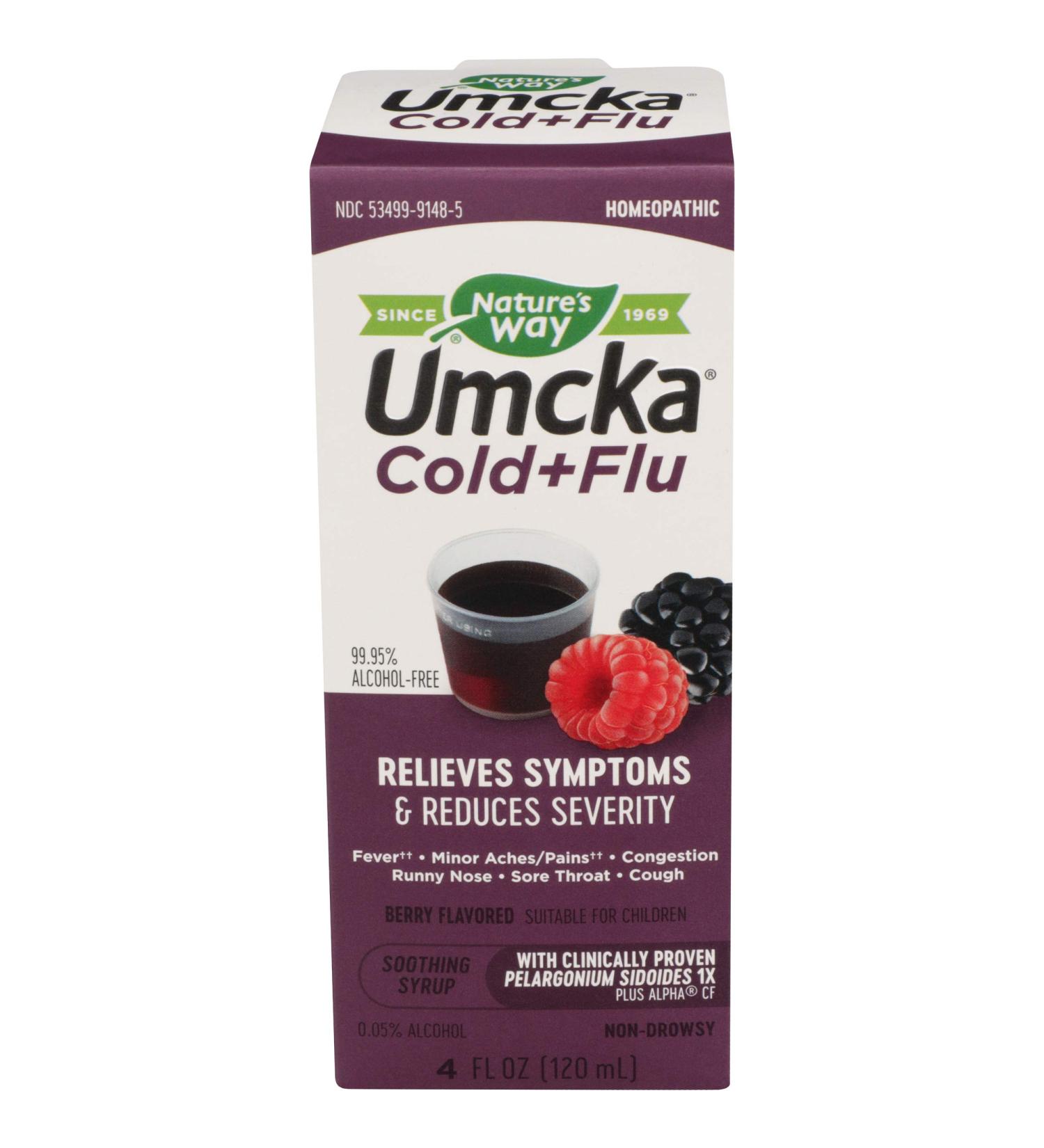 Natures Way Umcka Cold and Flu Berry Syrup 4 FZ - Fast Relief for Cold and Flu Symptoms - Buy Online on GoSupps.com