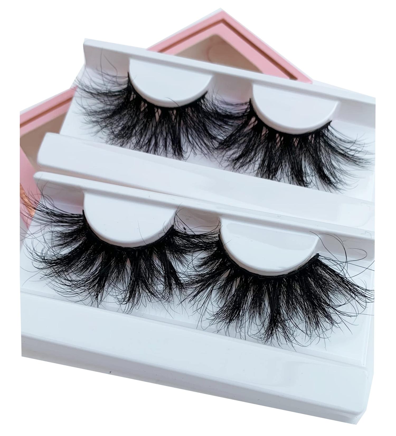 2Pair 28-30mm Long Mink Fur Handmade False Eyelashes - Fashion Fluffy Mink Lashes - Buy Online on GoSupps.com