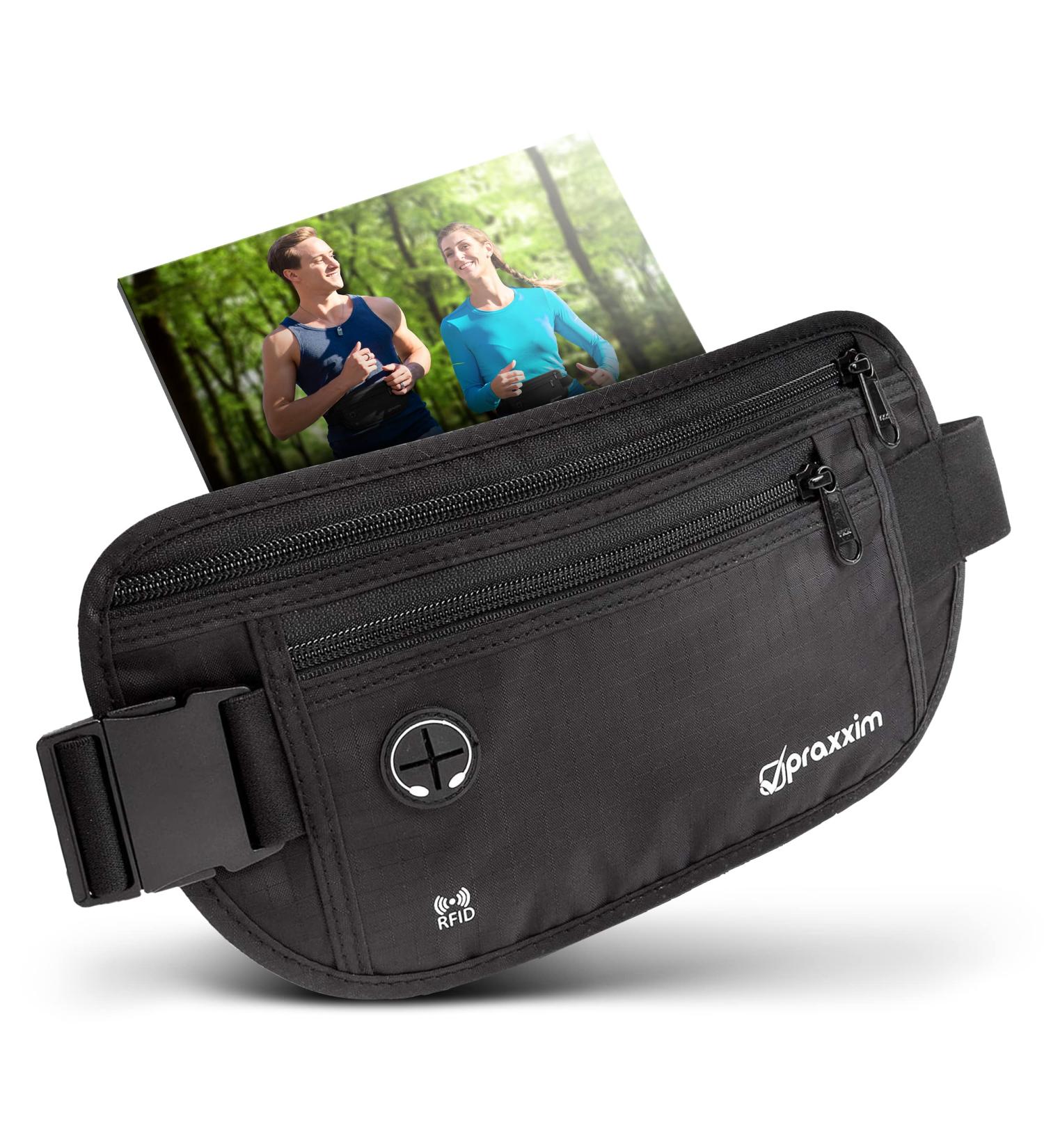 Praxxim Belly Pocket for Jogging | Perfectly Fitting Running Bag | Unisex Belt Bag for All Cell Phone Sizes - Black - Buy Online on GoSupps.com
