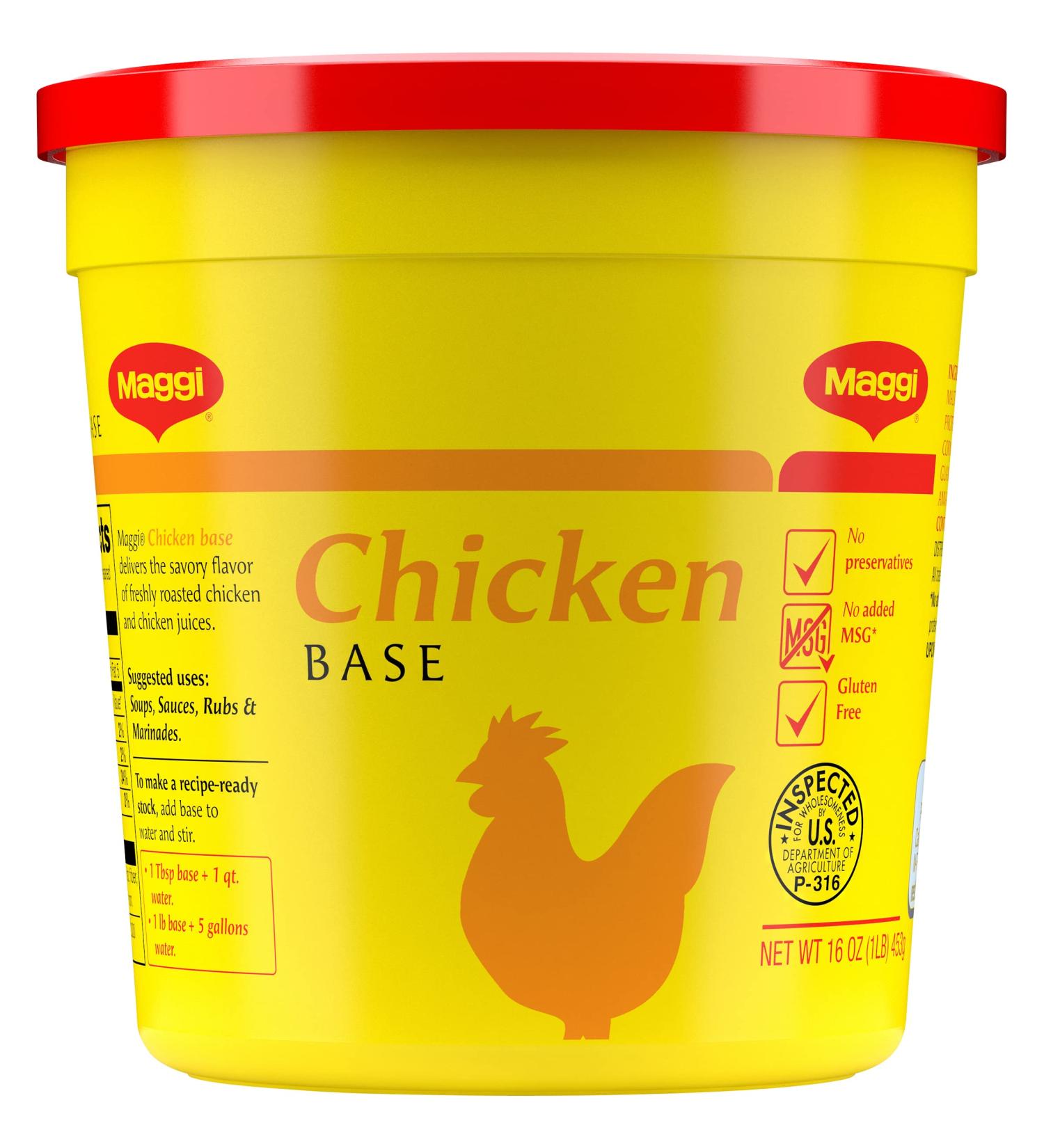 Maggi Chicken Base Stock and Bouillon - Gluten Free, No MSG, Bulk 1 lb. Container (Pack of 6) - Buy Online on GoSupps.com