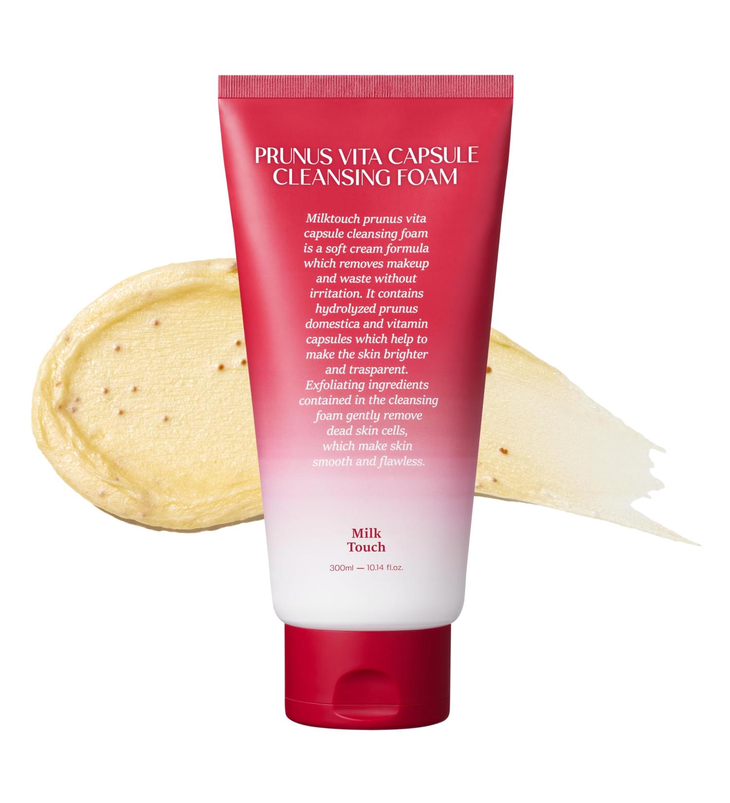 MILKTOUCH Prunus Vita Capsule Foaming Cleanser - Gentle Hydrating Face Wash for All Skin Types | 10.14 fl oz - Ideal for Oily Skin - Buy Online on GoSupps.com
