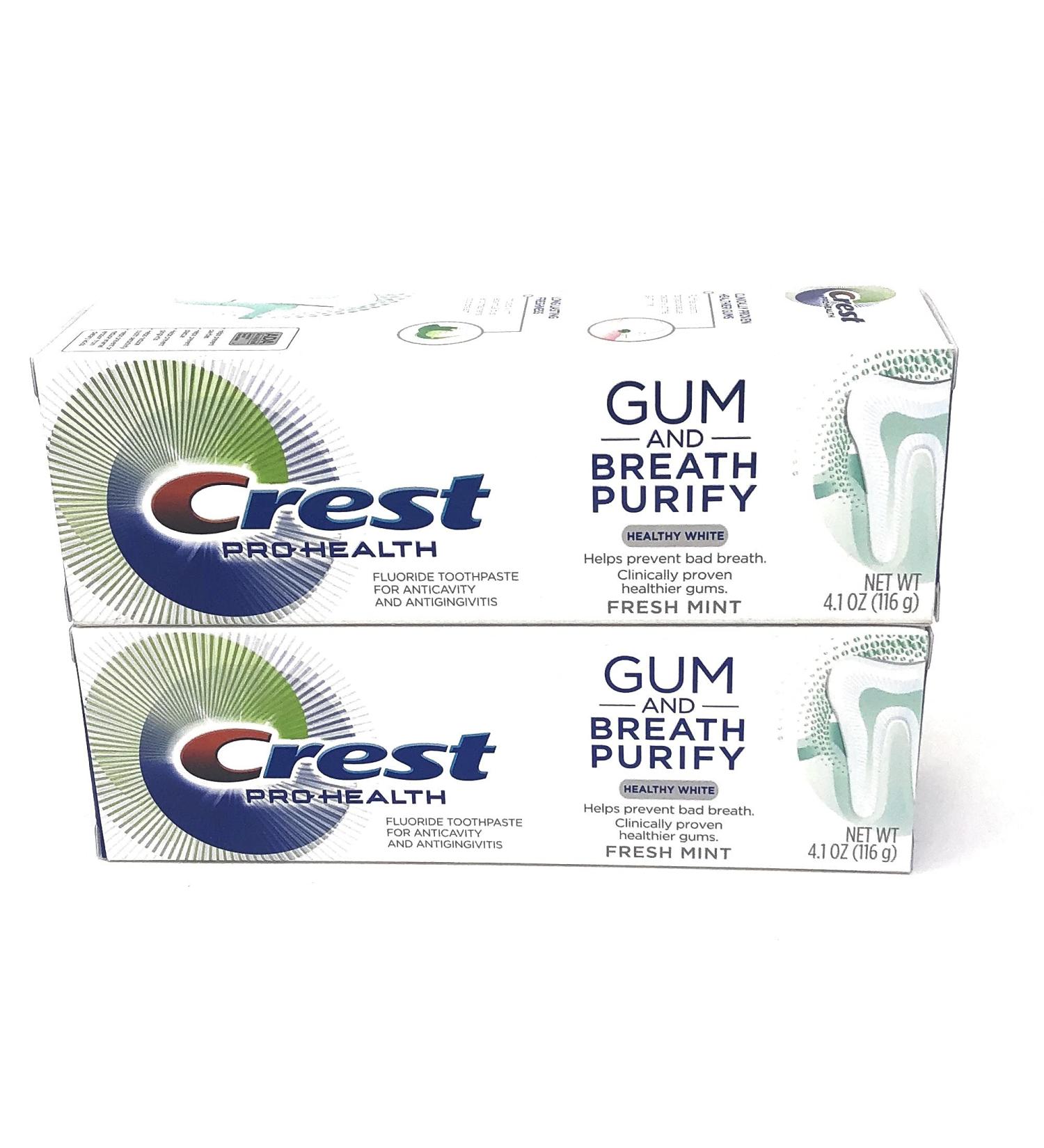 Crest Pro-Health Gum & Breath Purify Toothpaste, Fresh Mint 4.1 oz (Pack of 2) - With Fluoride for Healthy White Teeth - Buy Online on GoSupps.com