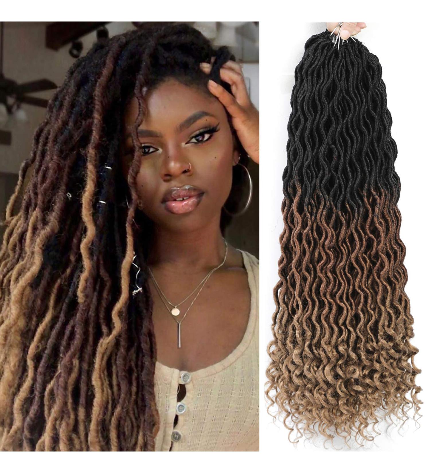 Karida 6 Packs 24 Curly Faux Locs Crochet Hair - Deep Wave Synthetic Braids (OM1B3027#) - Buy Online on GoSupps.com