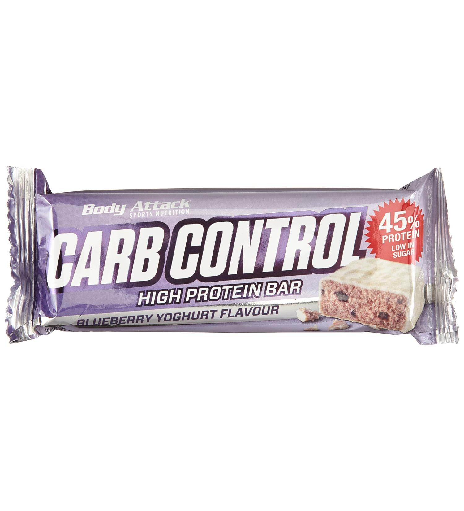 Body Attack Carb Control Protein Bar Box - 10x100g Blueberry Yoghurt | International Shipping - Buy Online on GoSupps.com