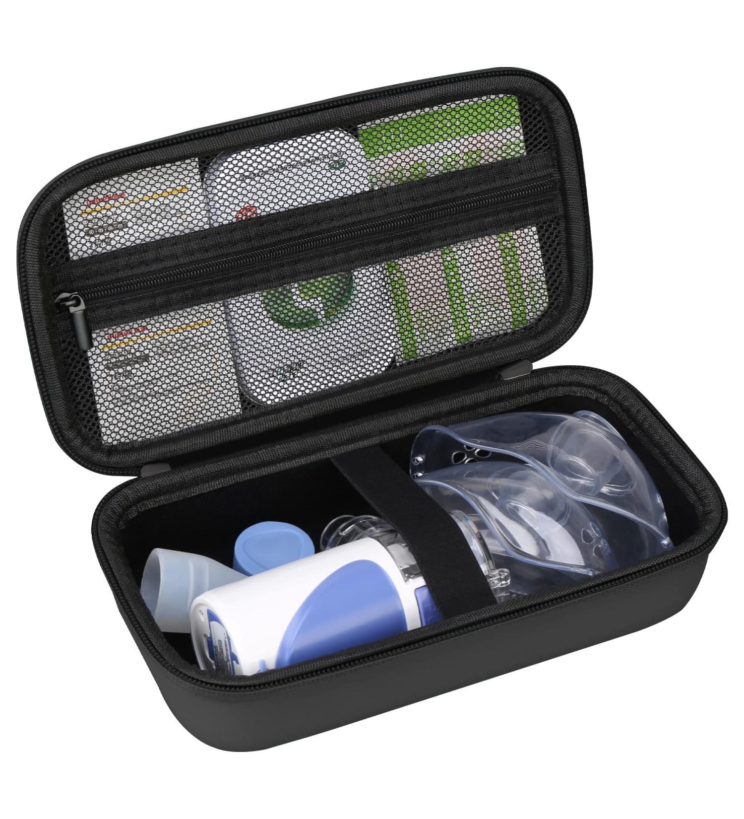 Elonbo Portable Inhaler Nebulizer Machine Case - Travel Holder for Adults and Kids - Handheld Mesh Atomizer - Inhaler Spacer Bag - Black - Buy Online on GoSupps.com