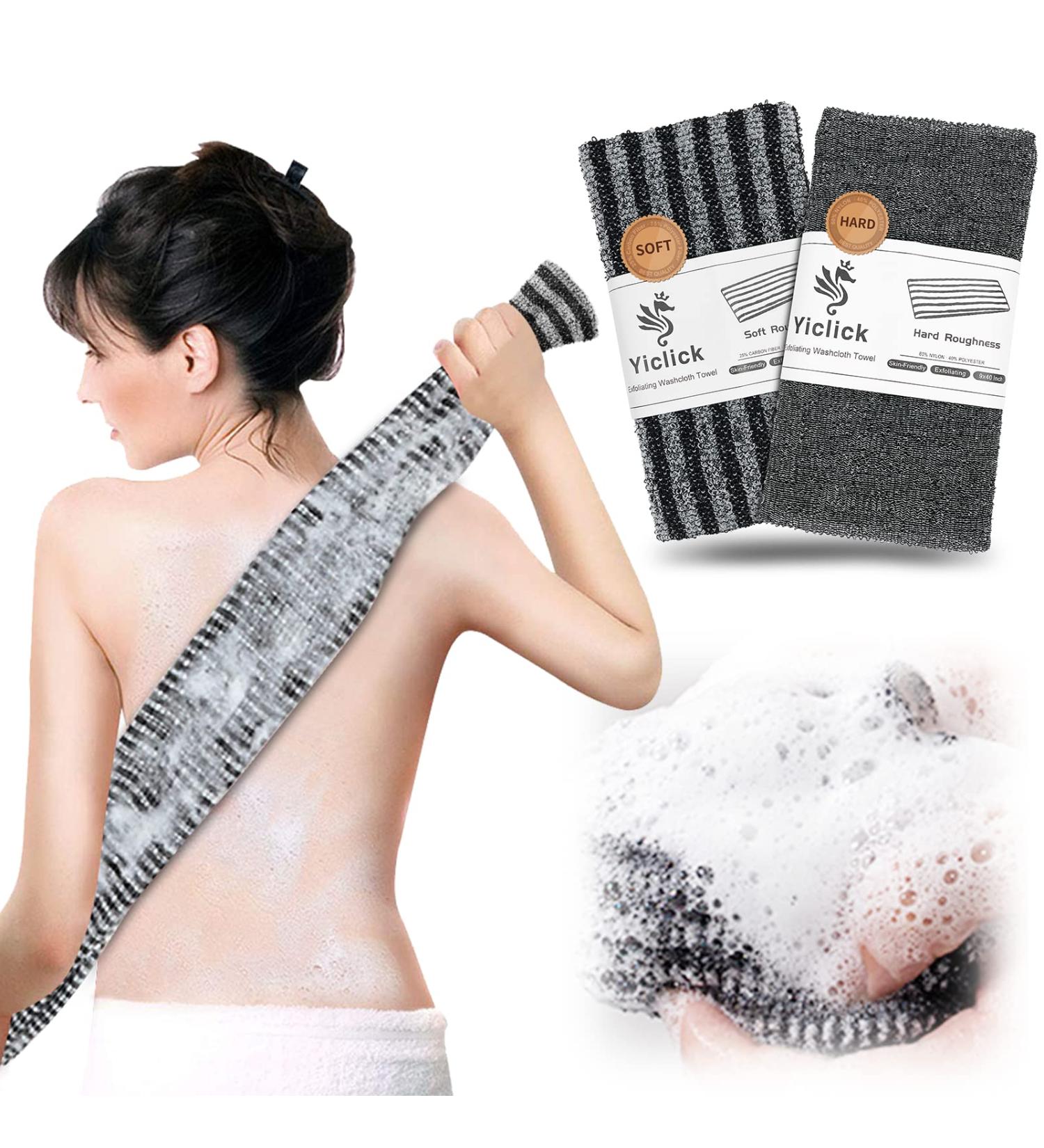 Yiclick 2 Pack Exfoliating Washcloth Towel - Korean Japanese African Body Scrubber Loofah Sponge - Shower Bath Exfoliator Rag - Buy Online on GoSupps.com