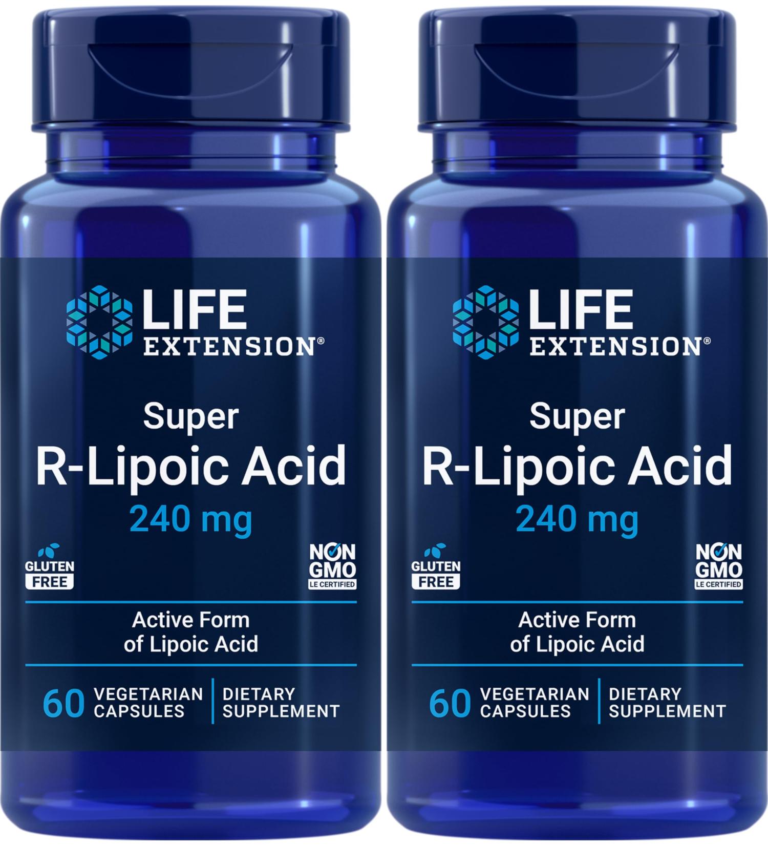 Buy Life Extension Super R-Lipoic Acid 240 mg - 60 Vegetarian Capsules (Pack of 2) | International Shipping Available - Buy Online on GoSupps.com