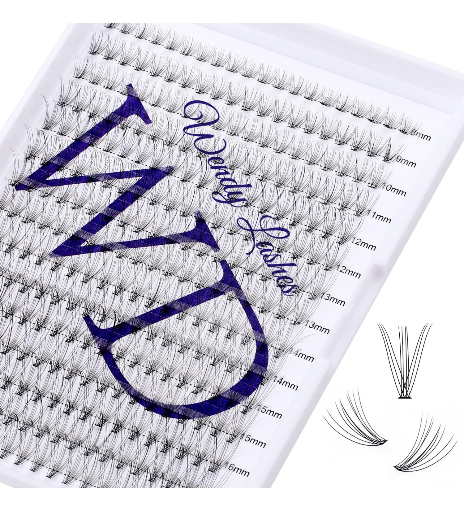 300PCS Cluster Lashes Extension DD Curl 10D 0.07mm 8-16mm | Wide Stem Individual Eyelashes Clusters | DIY Eyelashes Extensions Kit | RR-8-16mm Cluster Lashes-10D-0.07-DD - Buy Online on GoSupps.com