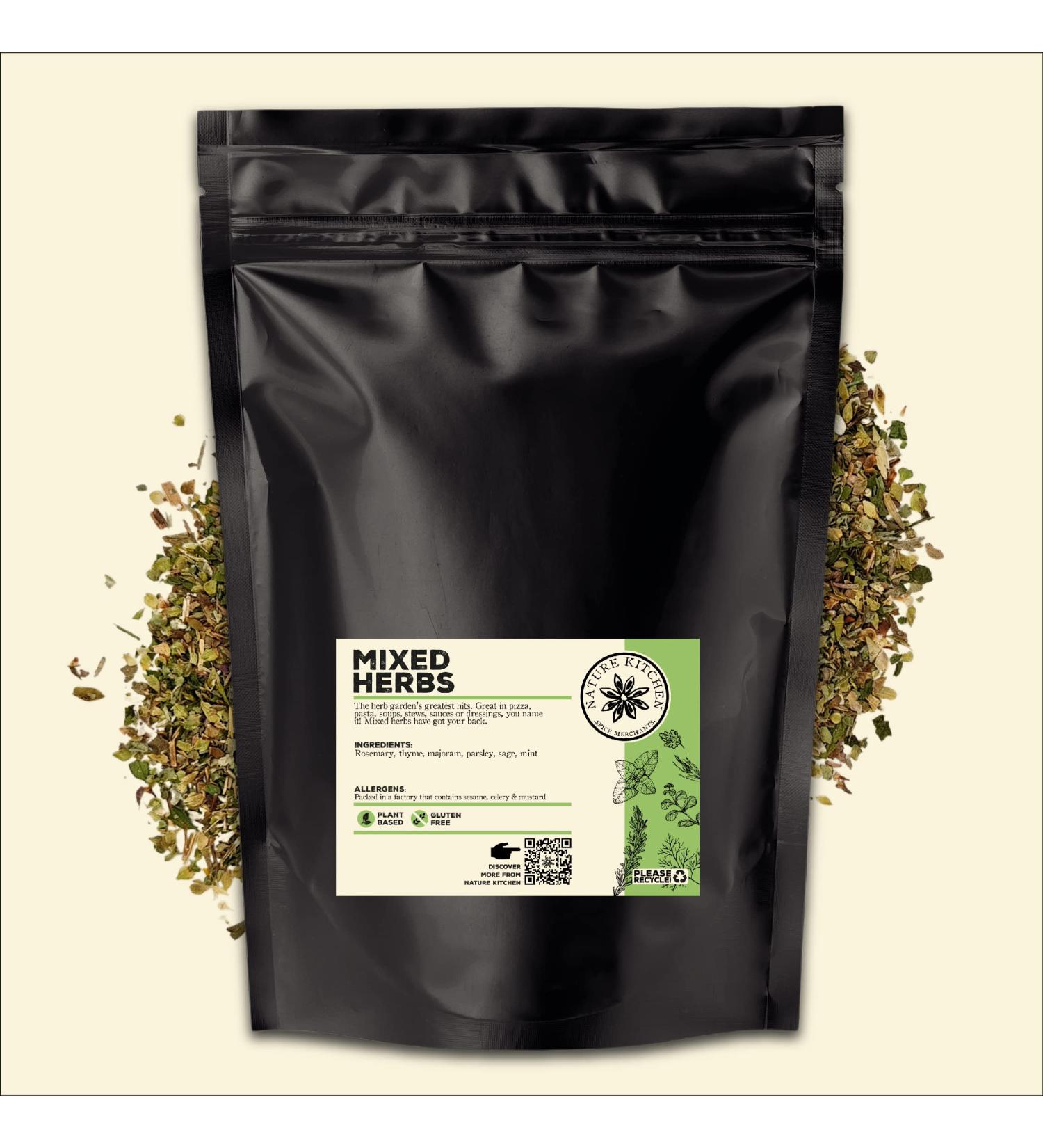 Nature Kitchen Mixed Herbs 200g - Gluten-Free & Vegan Seasoning Blend for Everyday Cooking | Perfect for Marinades, Sauces, Baking, Grilling - Buy Online on GoSupps.com