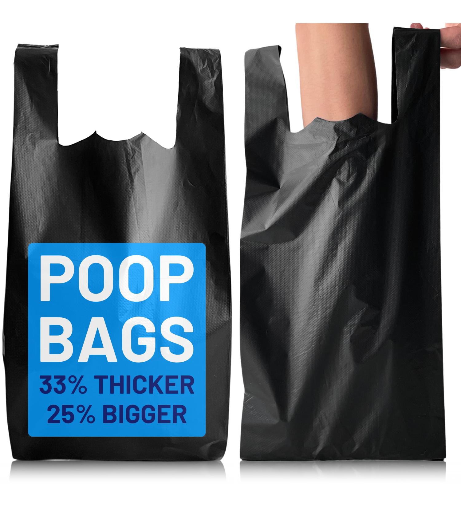 PWgoods Dog Poo Bags | 200 Pack | 33% Thicker & 25% Larger Dog Poop Bags with Tie Handles | 100% Leak Proof | Odor Free Pet Waste Disposal Bags | Discreet Opaque Black | Large Poo Bags Dogs - Buy Online on GoSupps.com