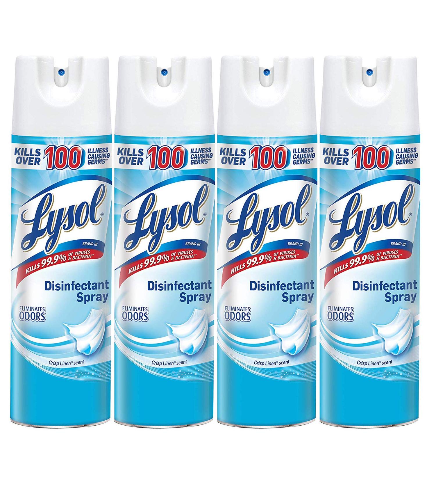 Lysol Disinfectant Spray Crisp Linen 76oz (4X19oz) - 7.0oz Aerosol Can - Buy Online on GoSupps.com