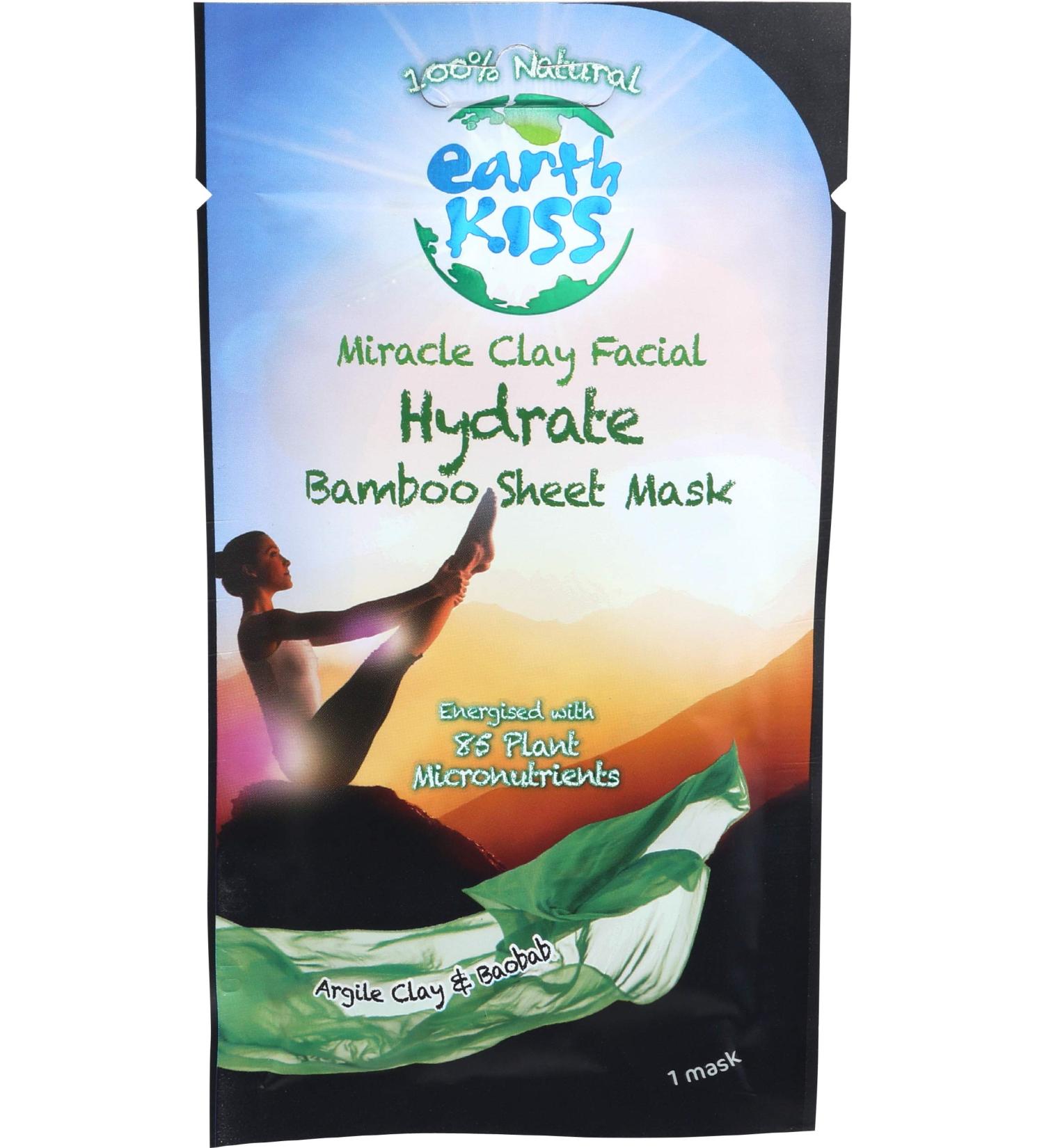 Earth Kiss Miracle Clay Facial Hydrate Bamboo Sheet Mask - Buy Online on GoSupps.com