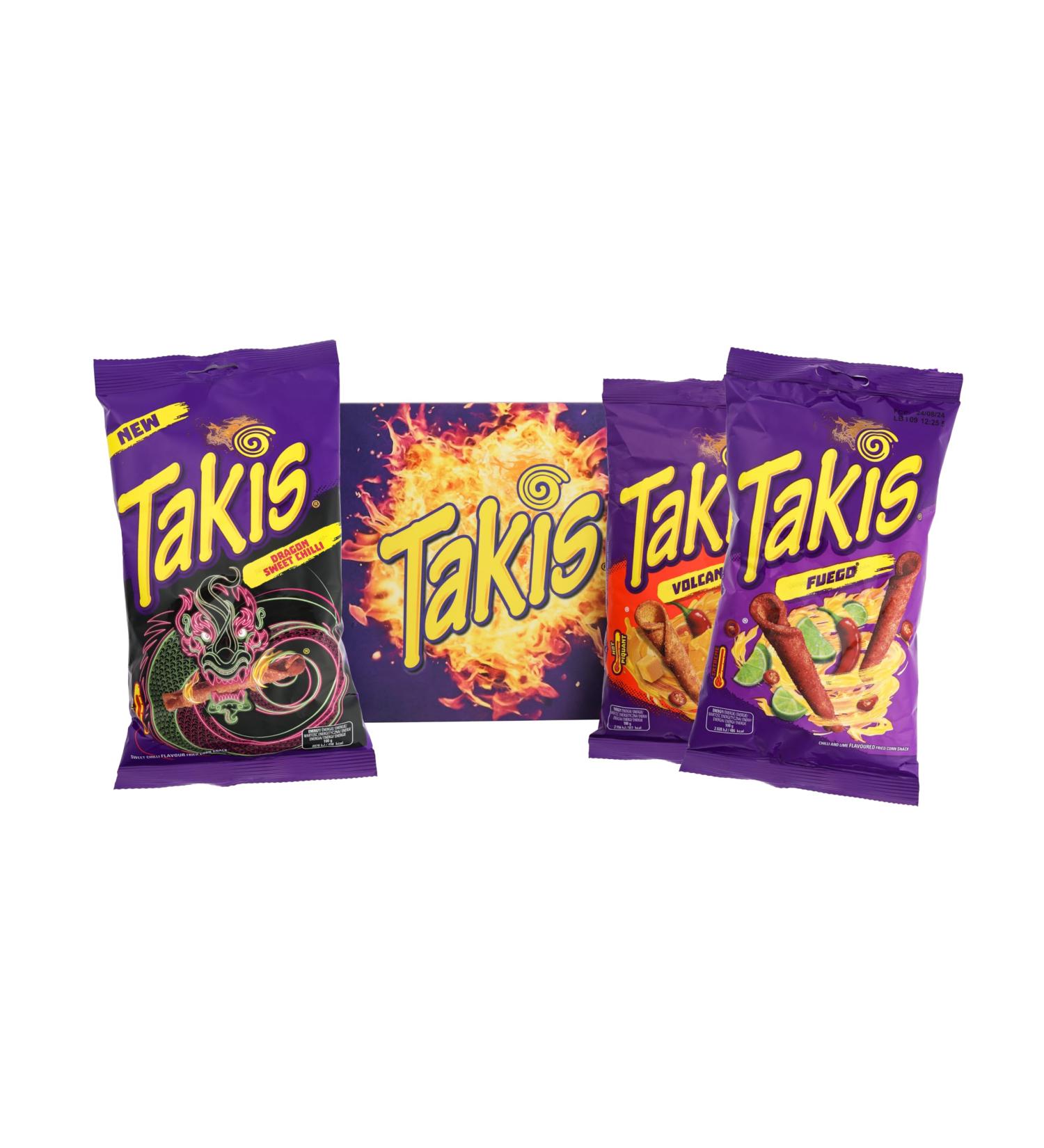 3-pack Takis - 3 x 100 g - different flavors - Variety box tortilla chips (Fuego Volcano & Dragon Sweet Chili) - Buy Online on GoSupps.com