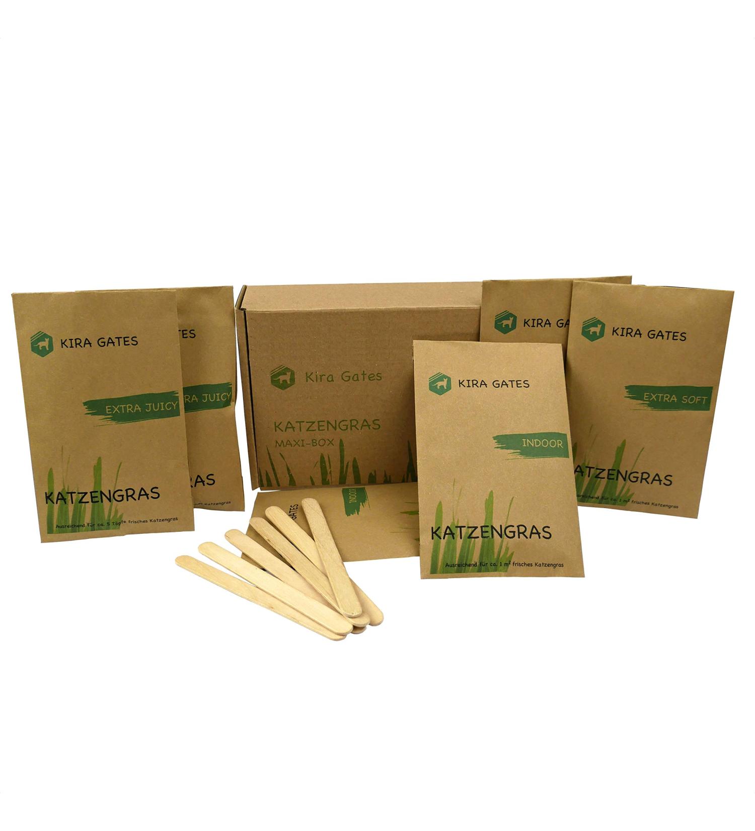 Kira Gates Cat Grass Maxi Box - 3 Varieties 6 Bags for 50 Pots | Premium International Shipping - Buy Online on GoSupps.com