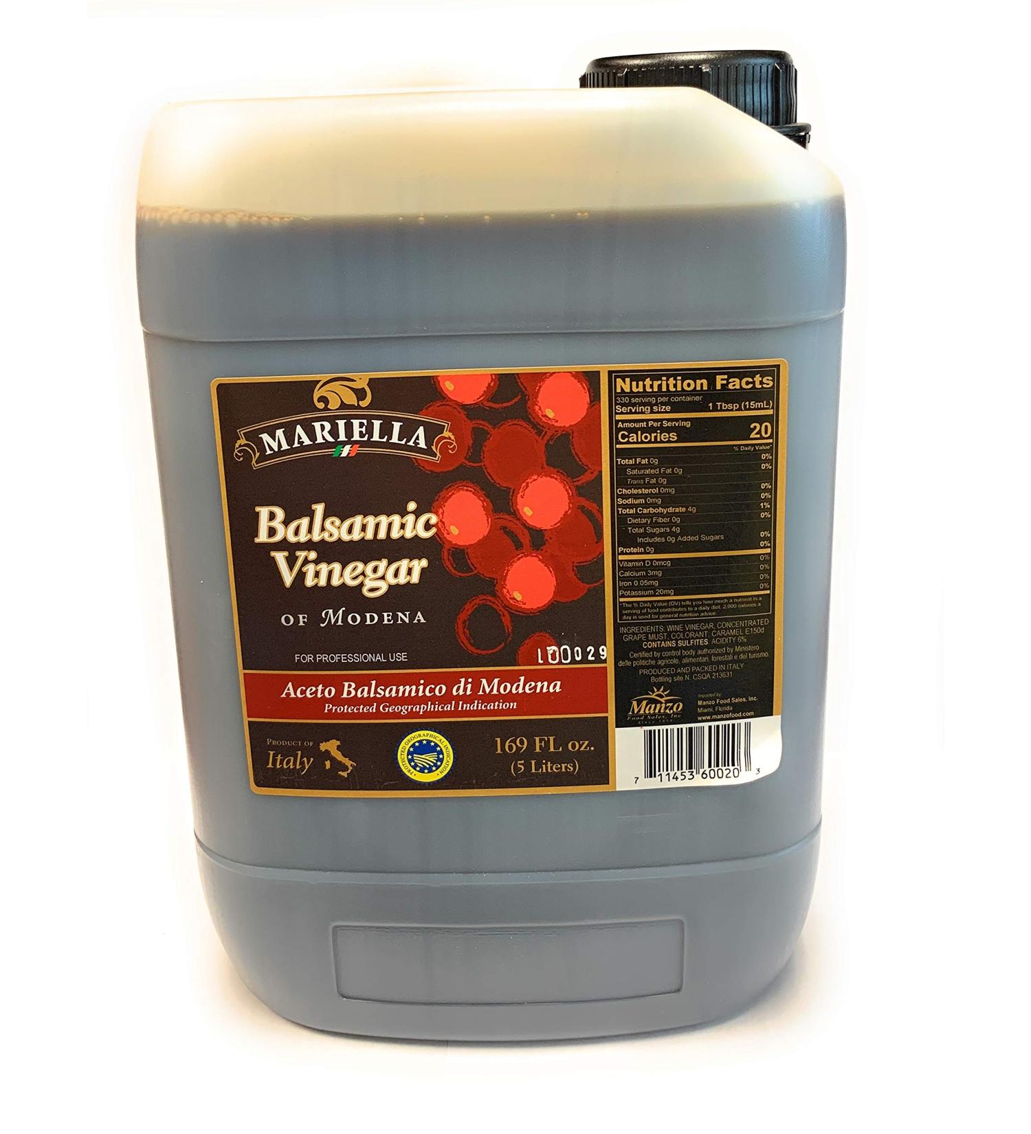 Premium Aged Balsamic Vinegar of Modena IGP Certified - 5L (169 fl oz) Mariella - Product of Italy - Bulk Packaging for Restaurants & Home Use - Buy Online on GoSupps.com