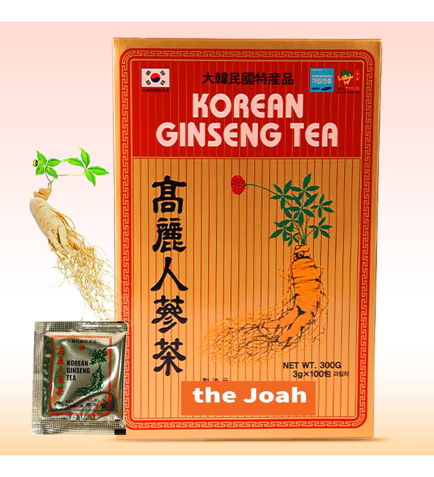 The Joah Korean Ginseng Tea - Caffeine Free 3g Single-Serve Powder 100 Sachets Improves Blood Circulation Intellectual Performances and Memory stimulates Energy - Buy Online on GoSupps.com