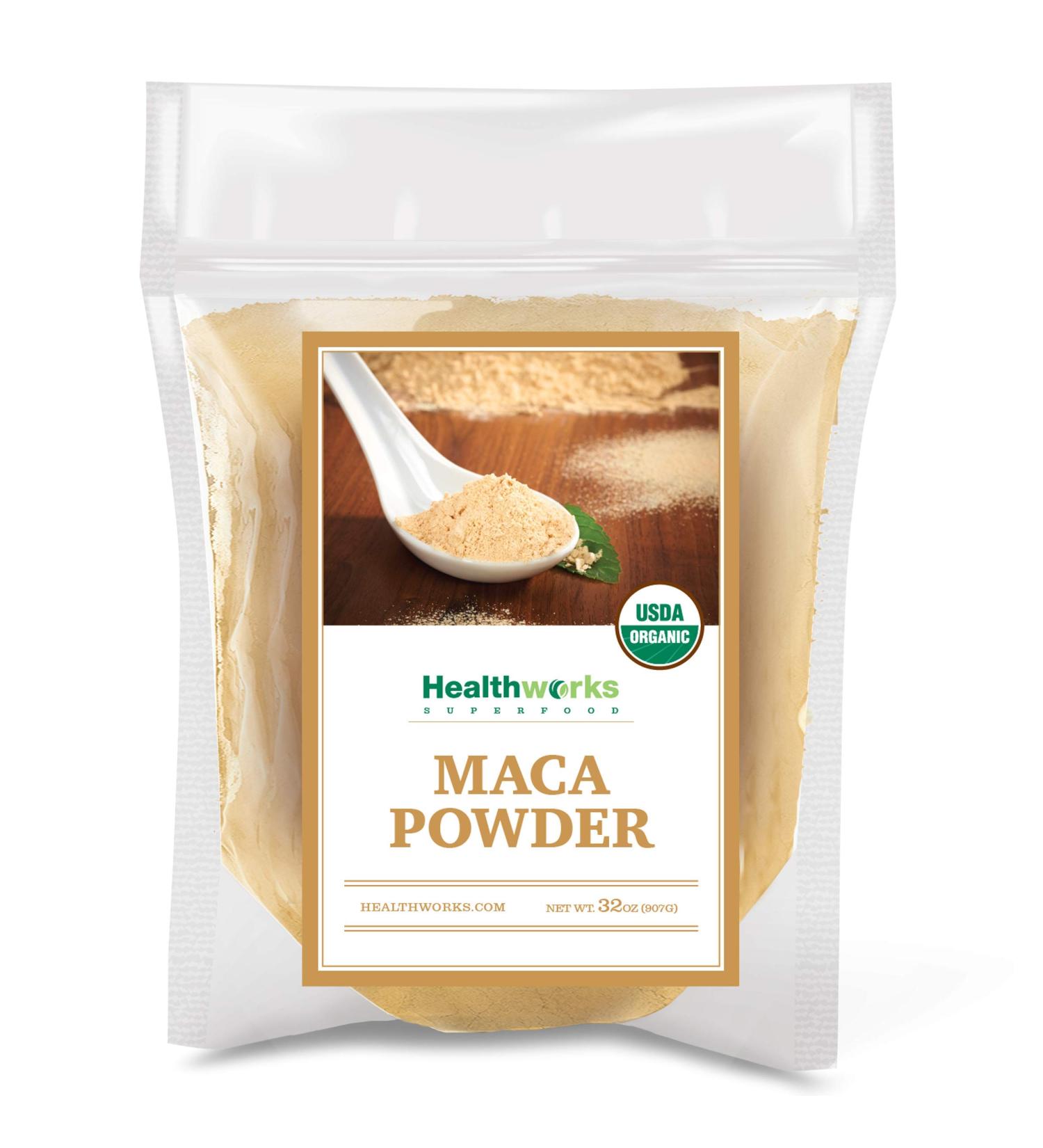 Healthworks Maca Powder Raw - 32oz | Certified Organic Flour for Keto, Vegan, Non-GMO | Premium Peruvian Origin for Breakfast, Smoothies, Baking & Coffee - Buy Online on GoSupps.com