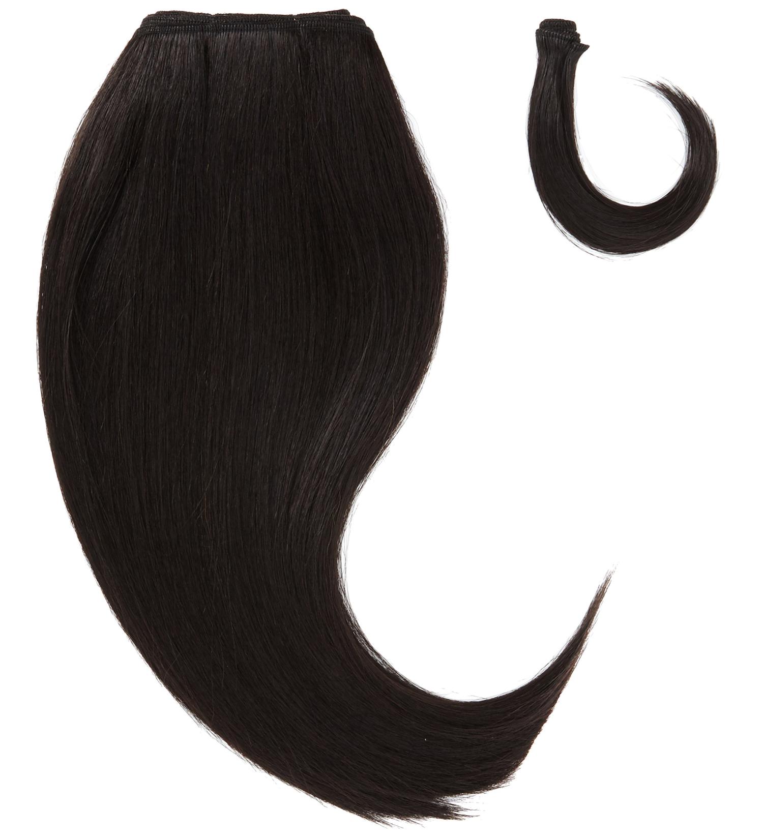 Chear Silky Yaki Straight Weft Human Hair Extension with Premium Blend Weave Number 1B Off Black 14-Inch
