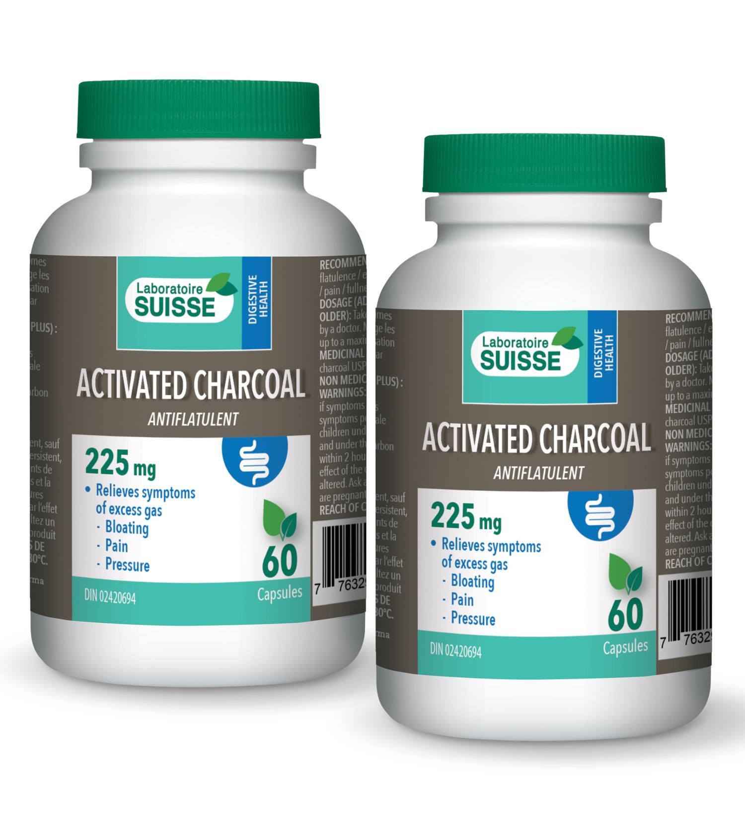 Laboratoire Suisse Activated Charcoal Excess Gas Relief & Antiflatulent 60 Capsules (2-pack) 60 count (Pack of 2) - Buy Online on GoSupps.com