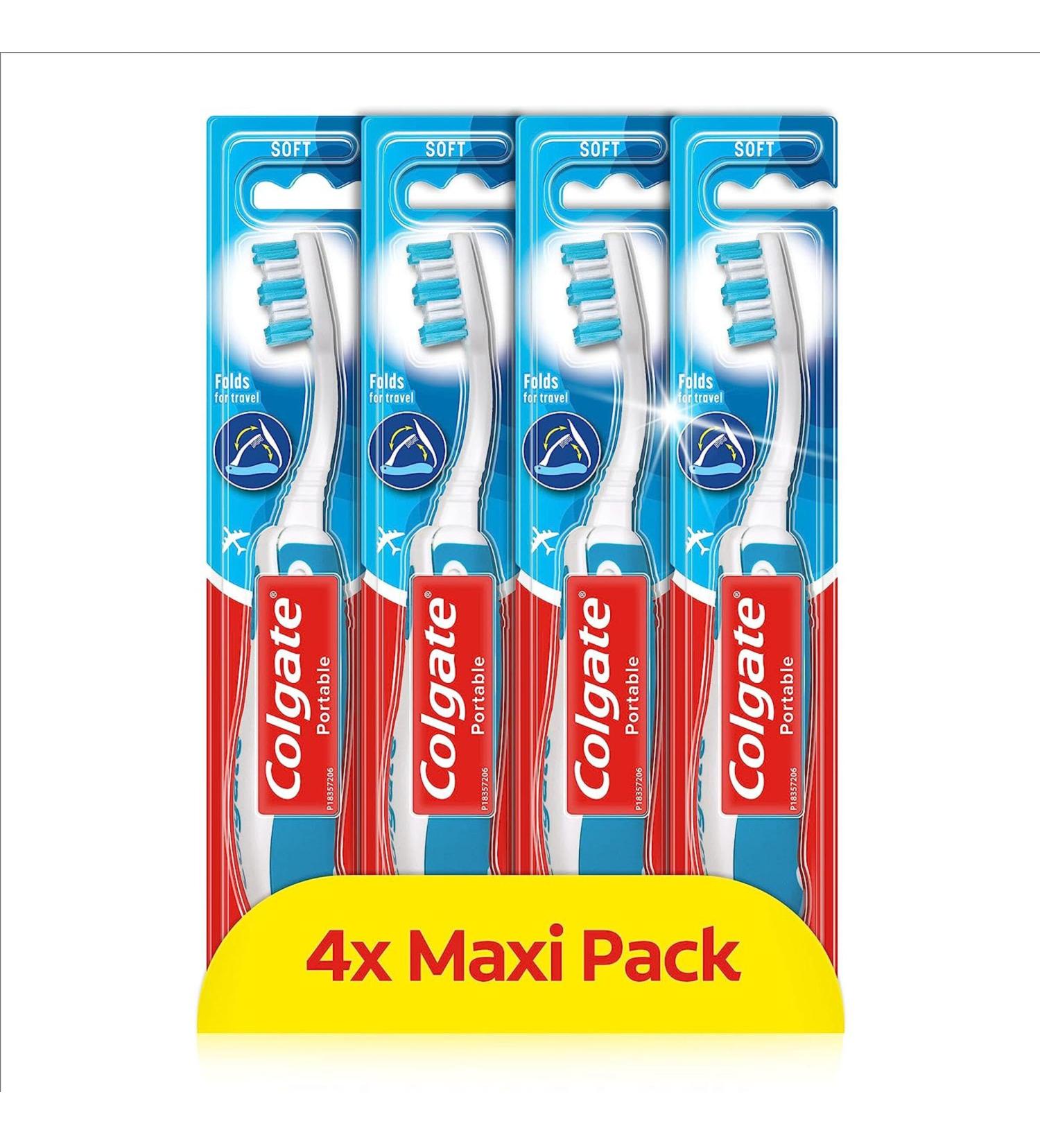 Colgate Portable Toothbrush Travel Toothbrush Folds for Travelling Adult Toothbrush with Soft Bristles Toothbrush Multipack 4 Pack 4 count (Pack of 1) Portable - Buy Online on GoSupps.com