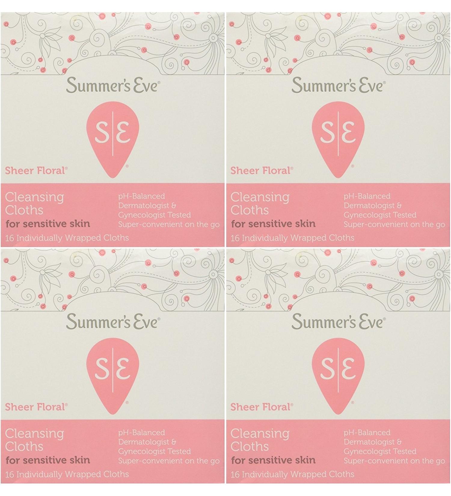 Summer's Eve Cleansing Cloth Sheer Floral, 16 Count (Pack of 4) by Summer's Eve