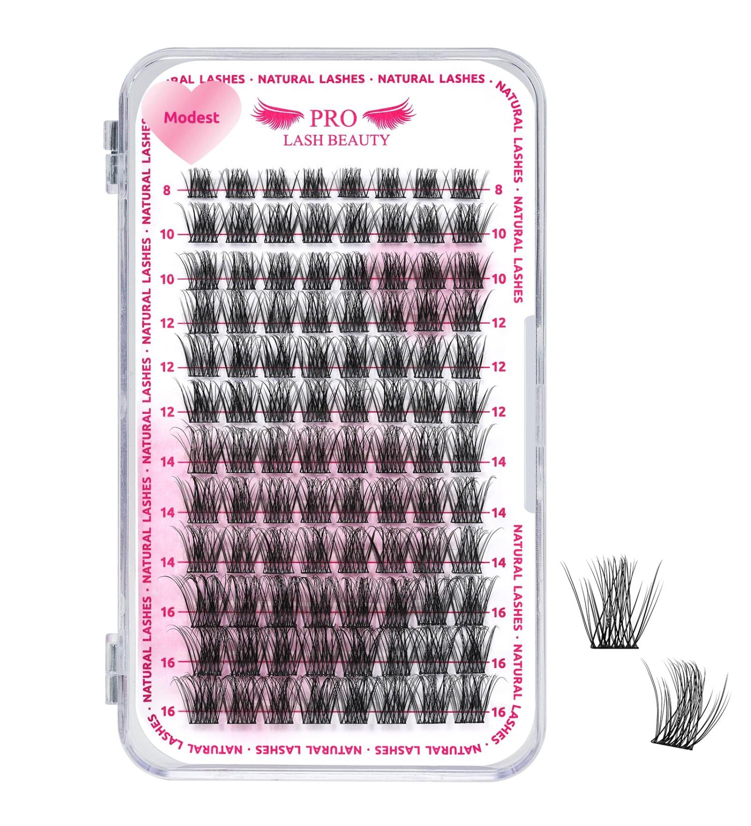 PRO Lash Clusters 96 Pcs Individual Wispy Natural Eyelash Extensions | Sparse D-8-16 Mix | DIY Cluster Lashes for Natural Look | Reusable & Super Thin Band - Buy Online on GoSupps.com