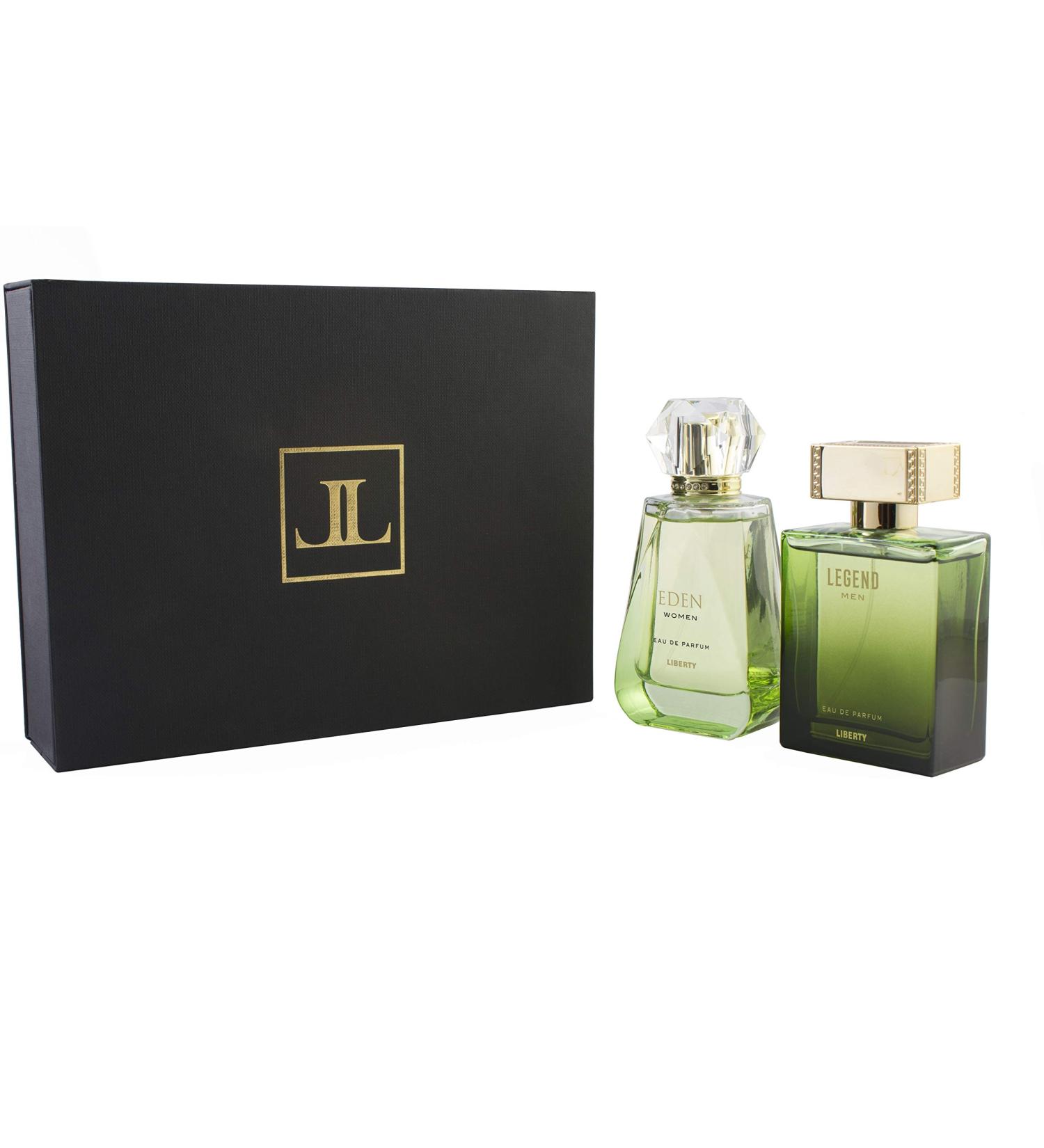 Liberty Luxury Perfume Gift Set - Legend for Men Eden for Women (100ml/3.4Oz each) Eau De Parfum (EDP) Spray for Thanksgiving Designed in France Long Lasting Smell Legend - Eden 3.38 Fl Oz (Pack of 2) - Buy Online on GoSupps.com
